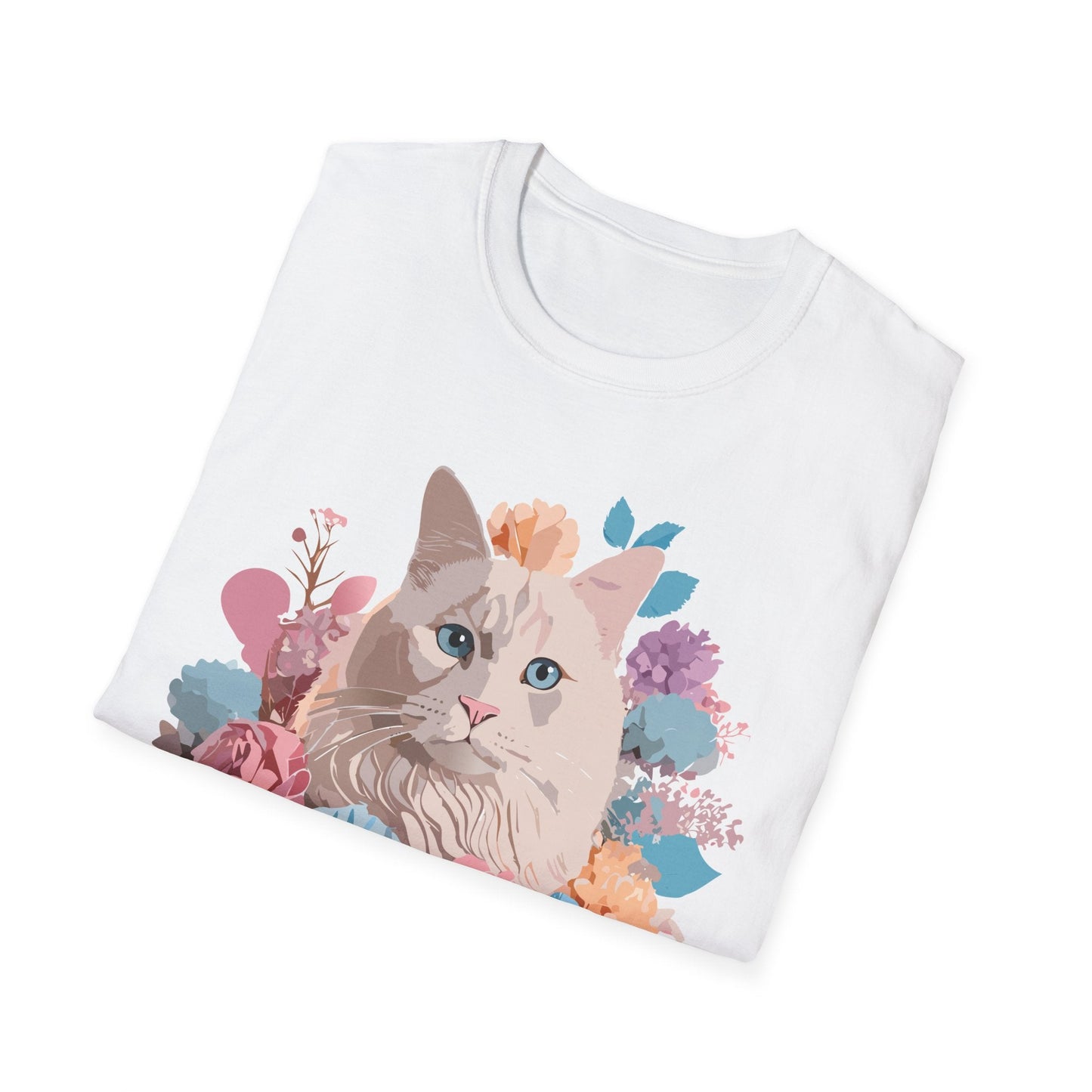 Cat Shirt Unisex Short Sleeve Cat Tee Kitten Design Gildan Softstyle 64000 Tee