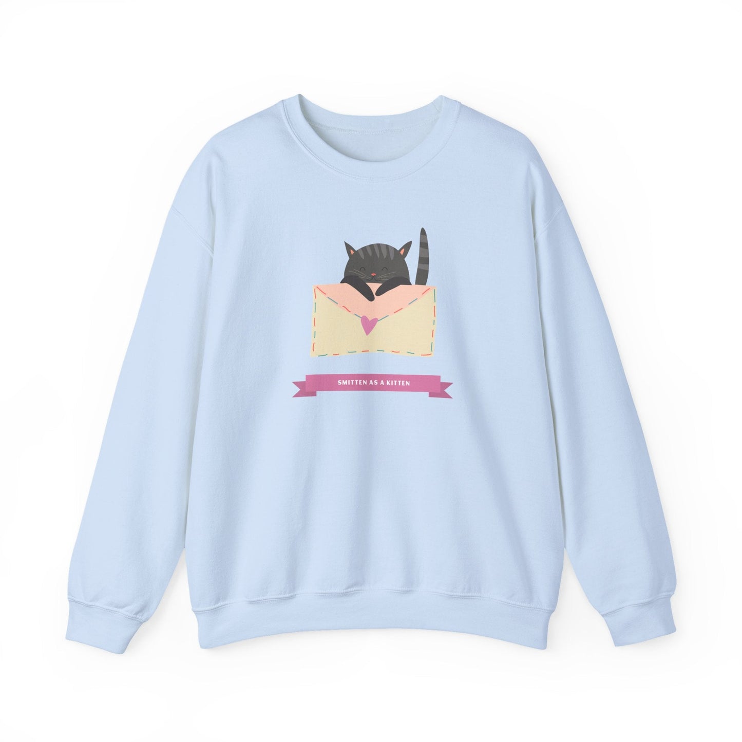 Cat Heart Sweatshirt Love For Cat Lovers Unisex Crewneck Fifty Fifty Cotton Poly Blend Gildan 18000