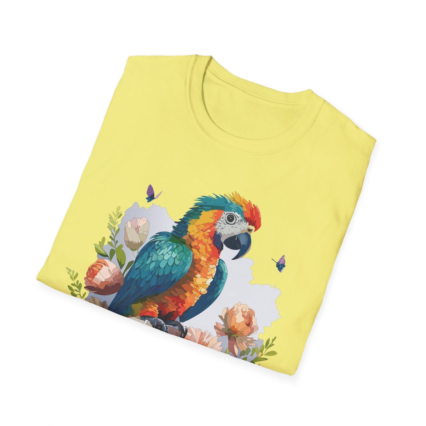 Bird T Shirt Floral Bird Print Unisex Softstyle Cotton Tee Animal Graphic Tee For Everyday Wear