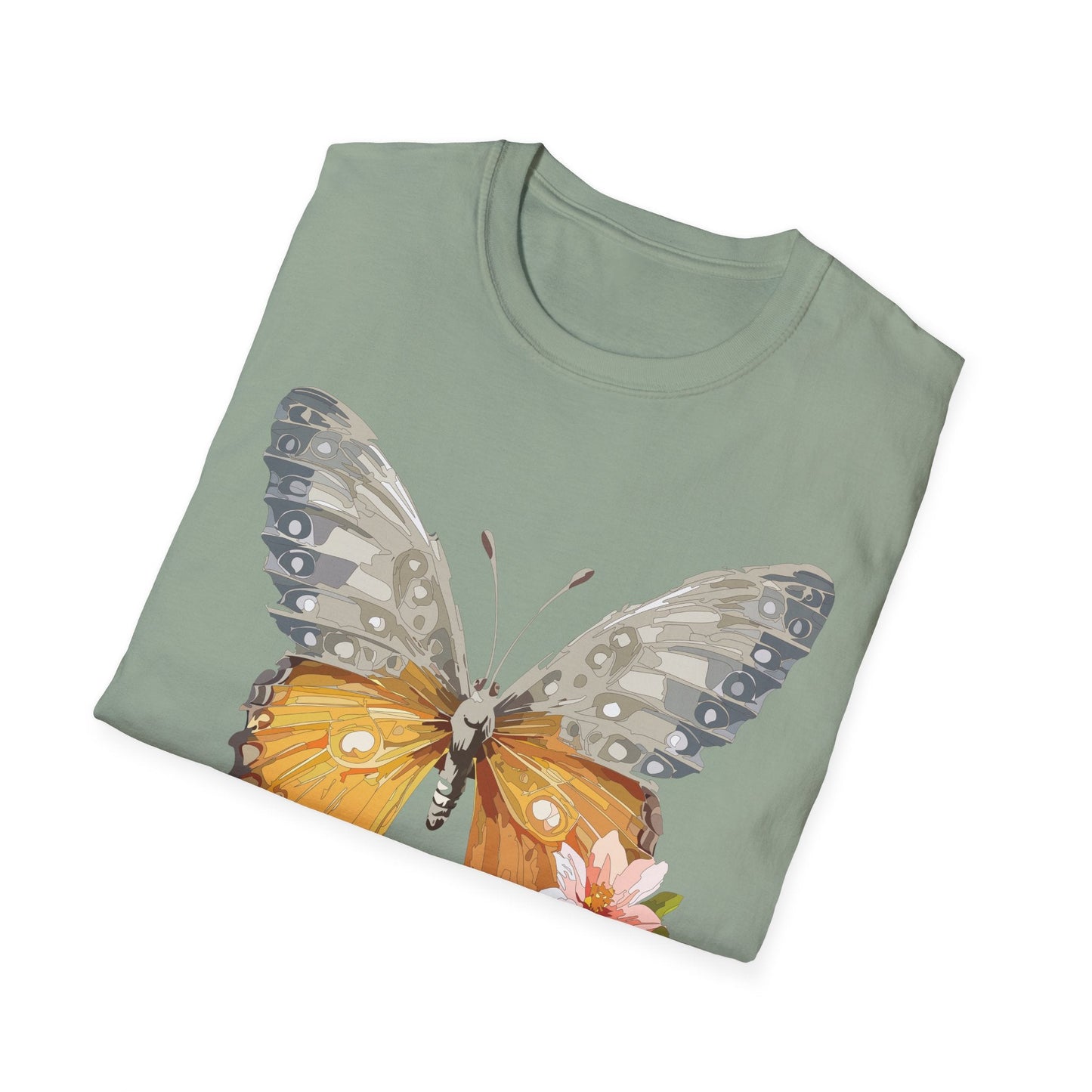 Unisex Butterfly T Shirt Monarch Print Softstyle Cotton Tee Gildan 64000 Lightweight Comfort