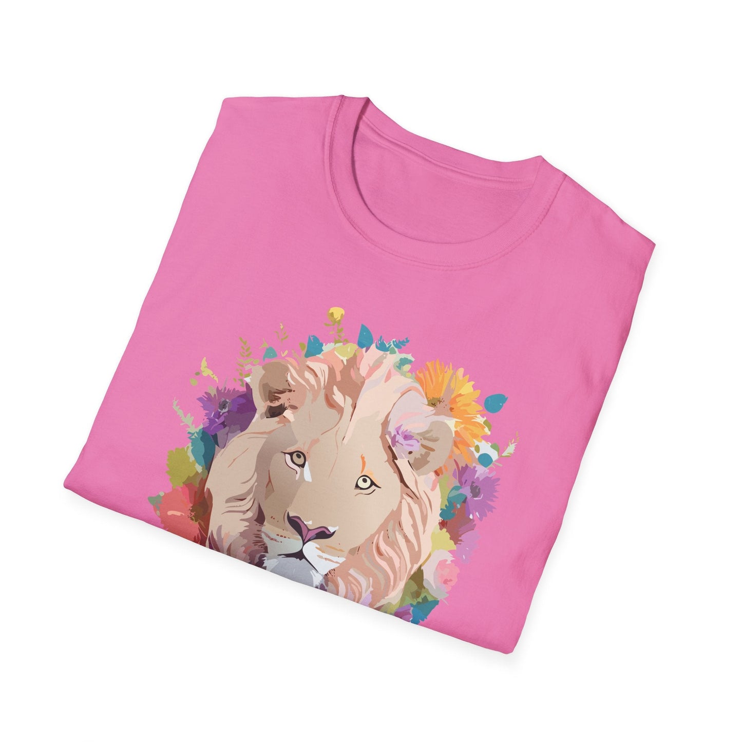 Unisex Lion Shirt Floral Lion Tee Softstyle Gildan 64000 100 Percent Cotton