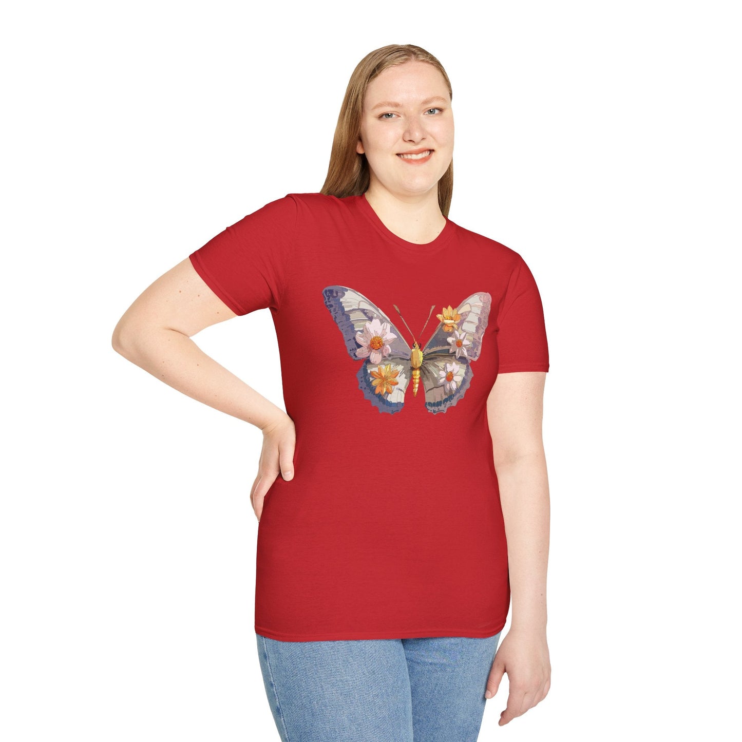 Butterfly Shirt Unisex Short Sleeve Tee Monarch Butterfly Design Gildan Softstyle 64000