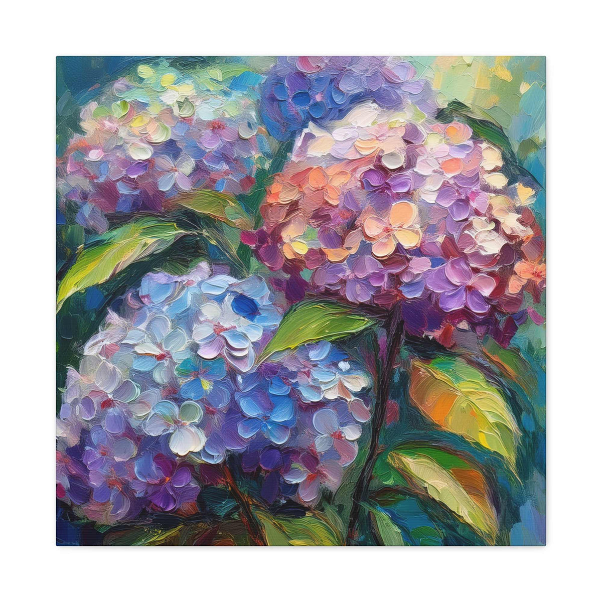 Hydrangeas Print Canvas, Flowers Oil Paint Print 20x20, 24x24, 30x30, 32x32, 36x36, Floral Art Design Print Non-Frame MC-27