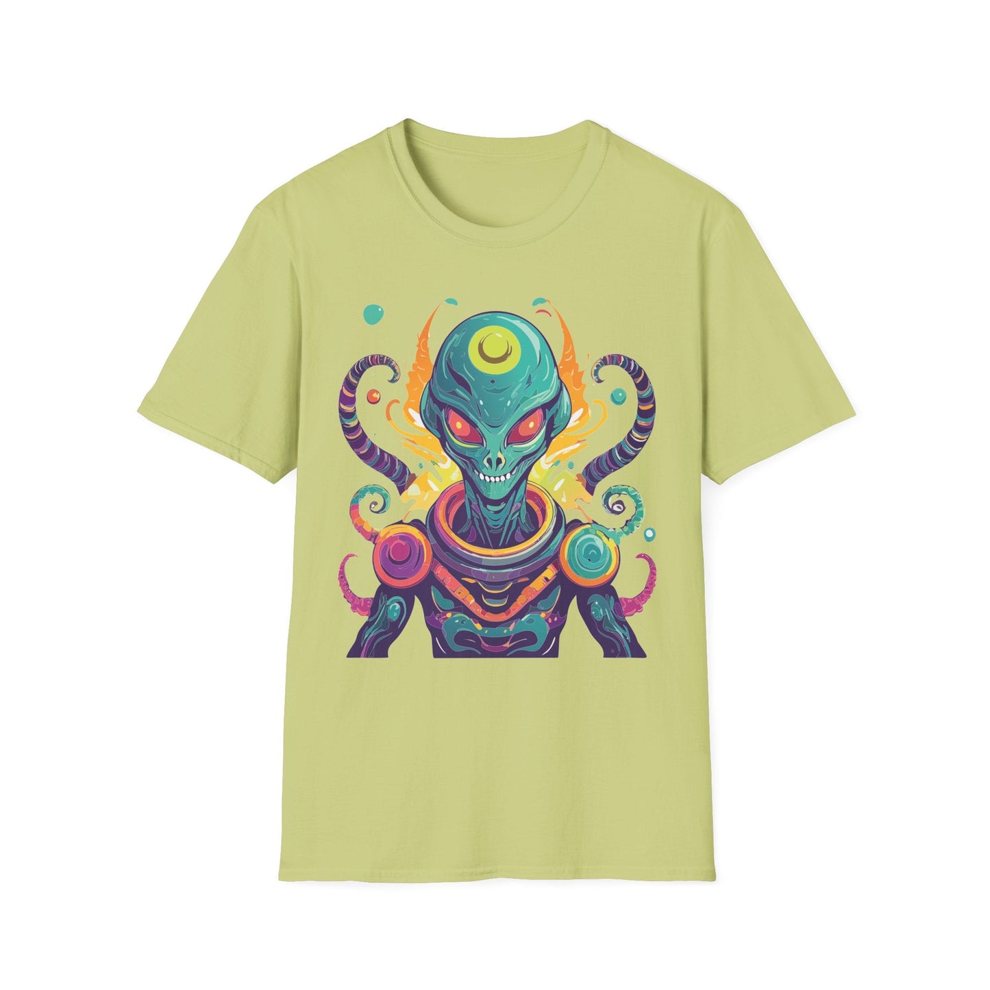 Alien Cosmos Unisex T Shirt With Aliens Design Gildan Softstyle 64000 Comfortable Lightweight Tee