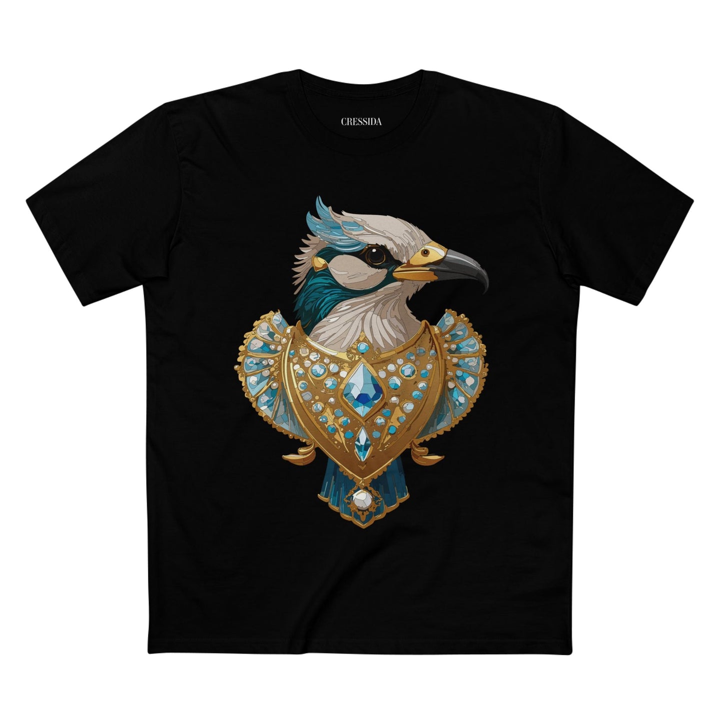 Bird Graphic Unisex 100 Cotton Tee With Unique Animal Golden Medallion Art Design 17