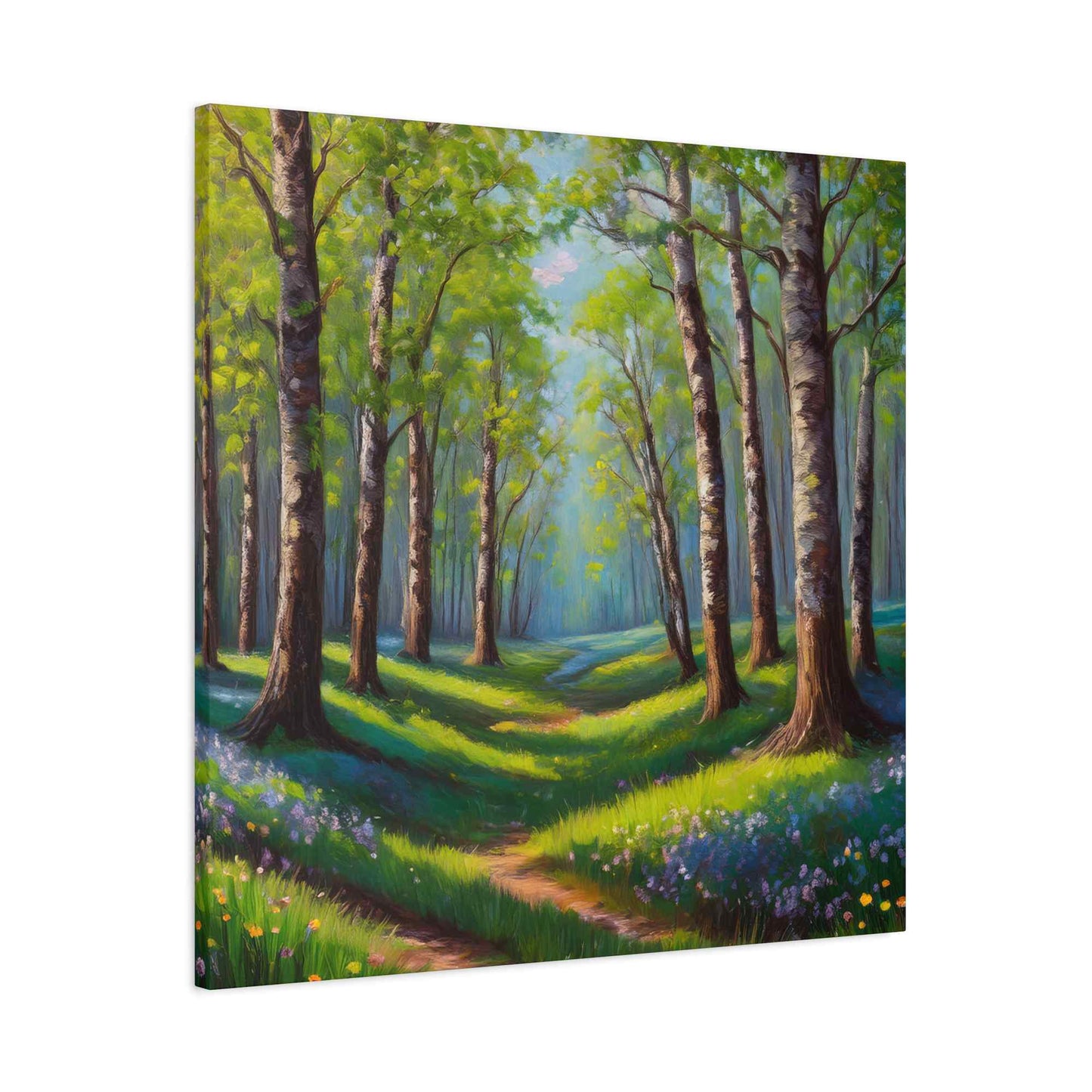 Spring Forest Print Canvas, Oil Paint Print 20x20, 24x24, 30x30, 32x32, 36x36 Art Design Print Pine-Wood Inner Frame MC-94