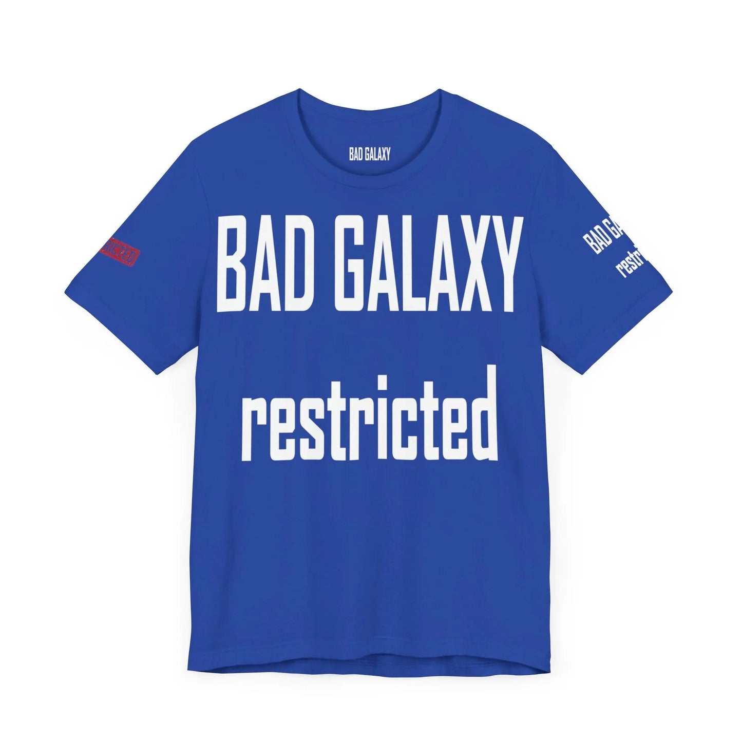 Bad Galaxy Tee Shirt With Red Stamp Made To Order Lightweight 100 Percent Cotton Free Shipping