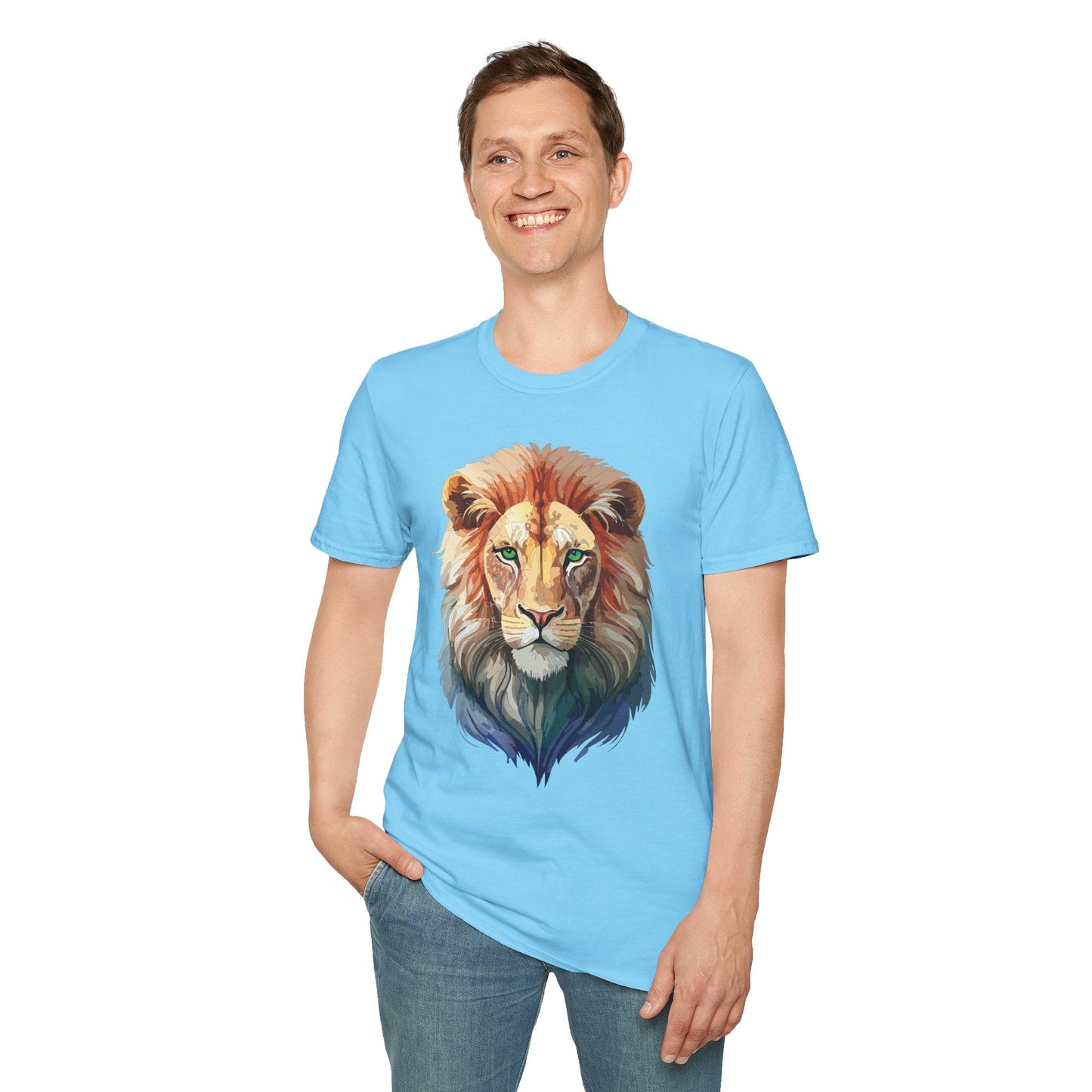 Gildan Softstyle Lion Shirt Unisex Floral Tee Animal Print Tee