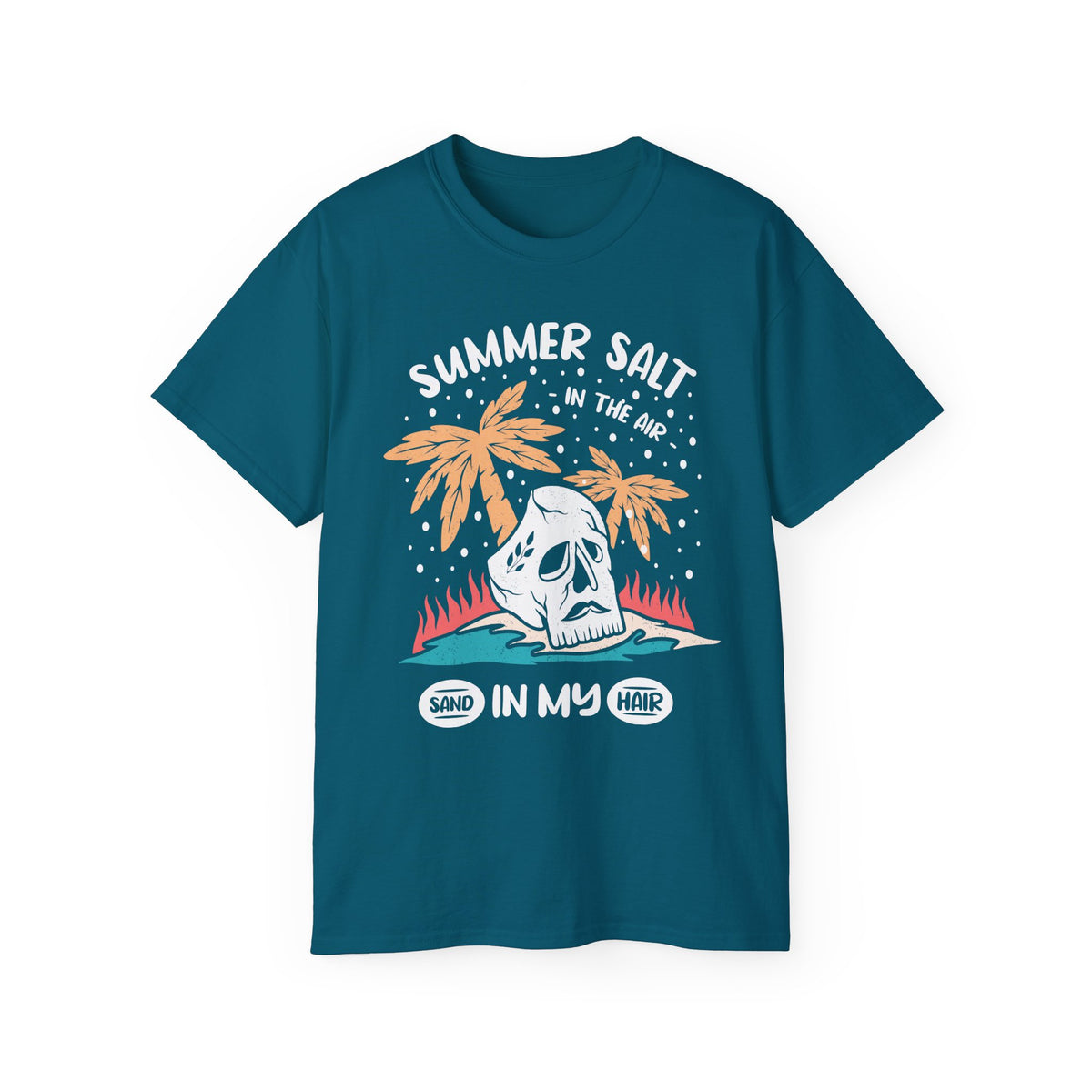 Summer Salt Skull Tee | Palm Trees Beach Vibes Graphic Shirt