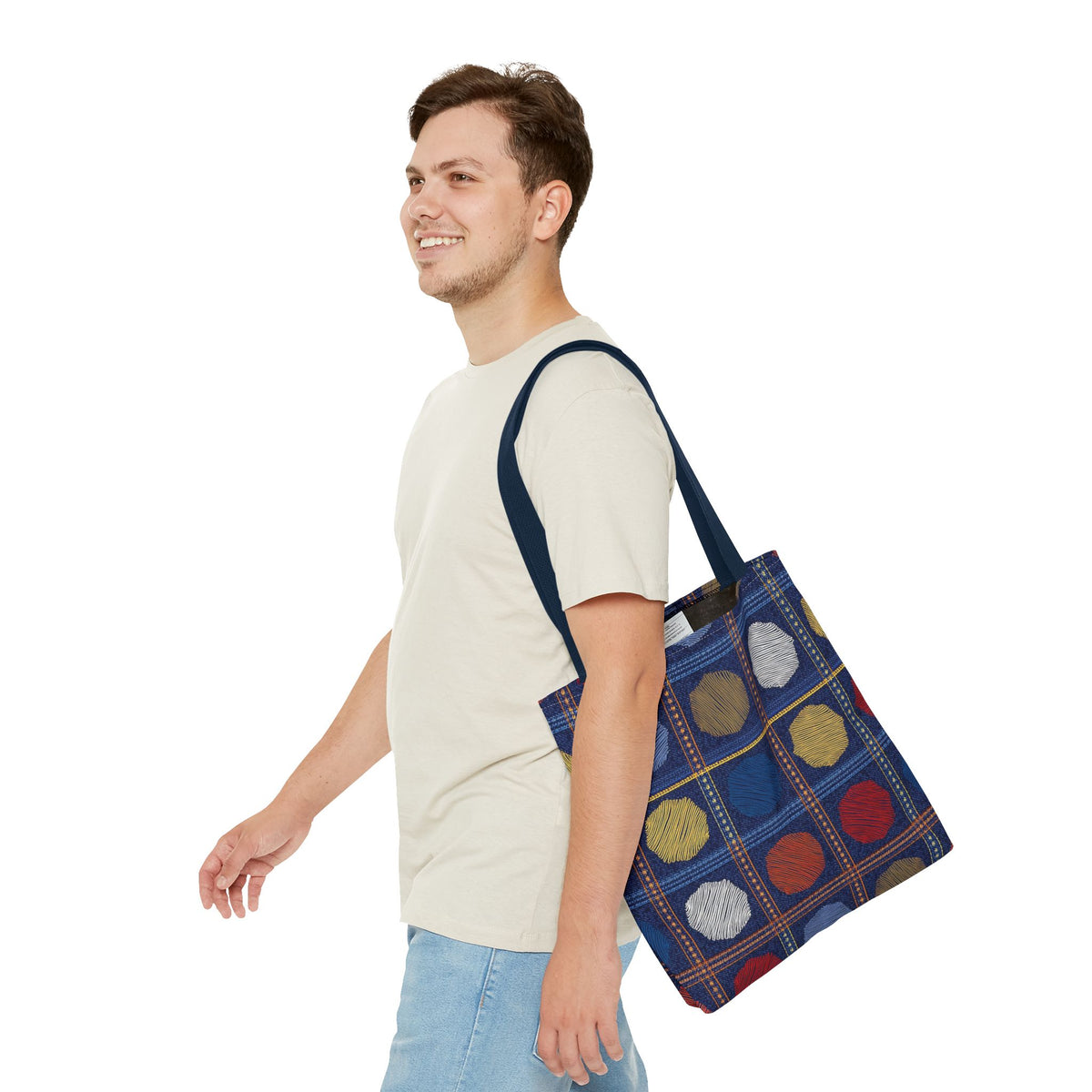 Denim Fabric Imitation Print Unisex Canvas Bag Poly Spun 3 Sizes Tote Bag 186