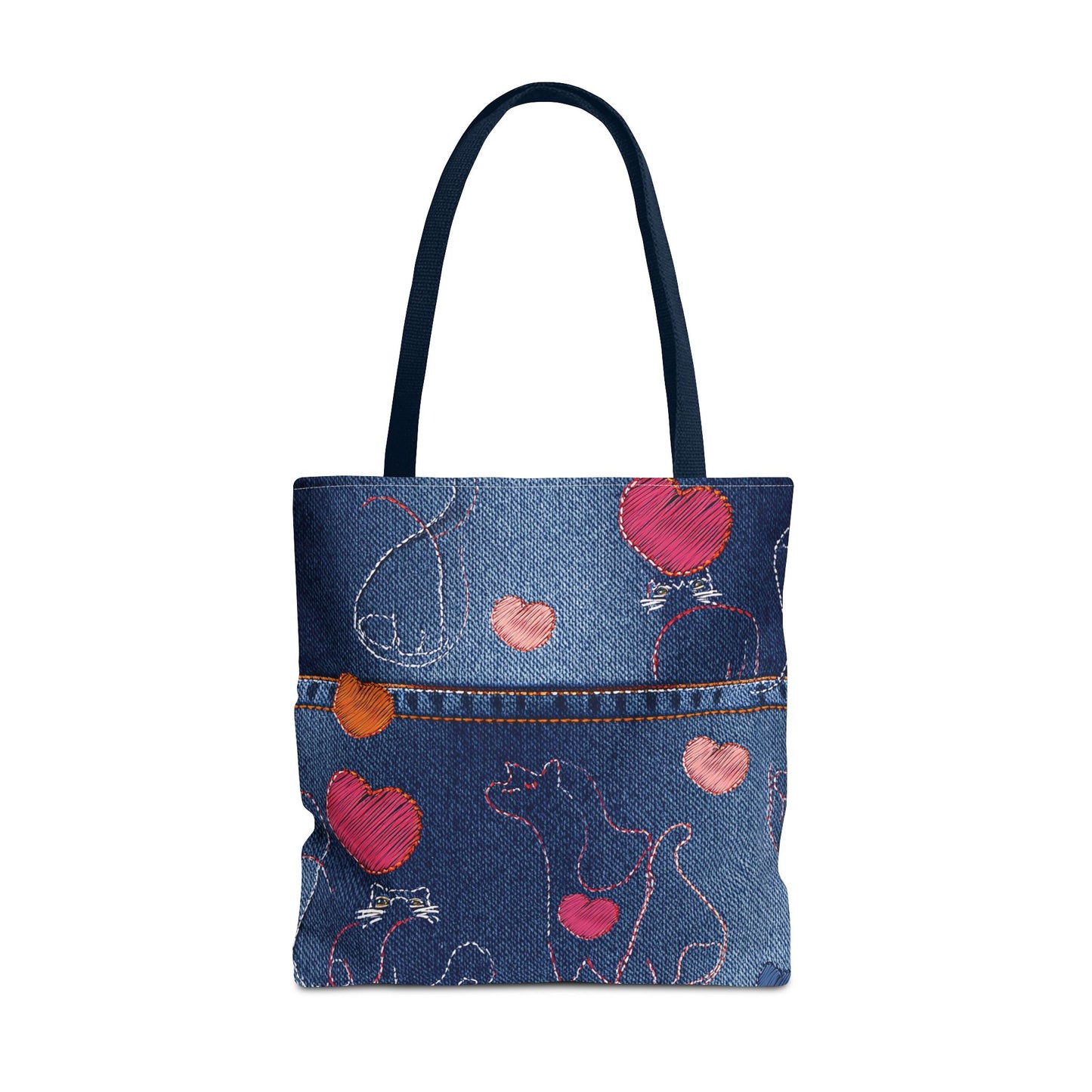 Love Day Graphic Design Denim Fabric Imitation Print Unisex Canvas Bag POLY 3 Sizes Tote Bag 201-18