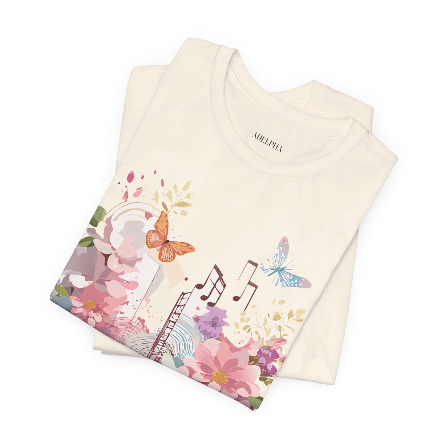 Music Graphic Unisex 100 Cotton Vintage Art with Musical Elements Tee 122