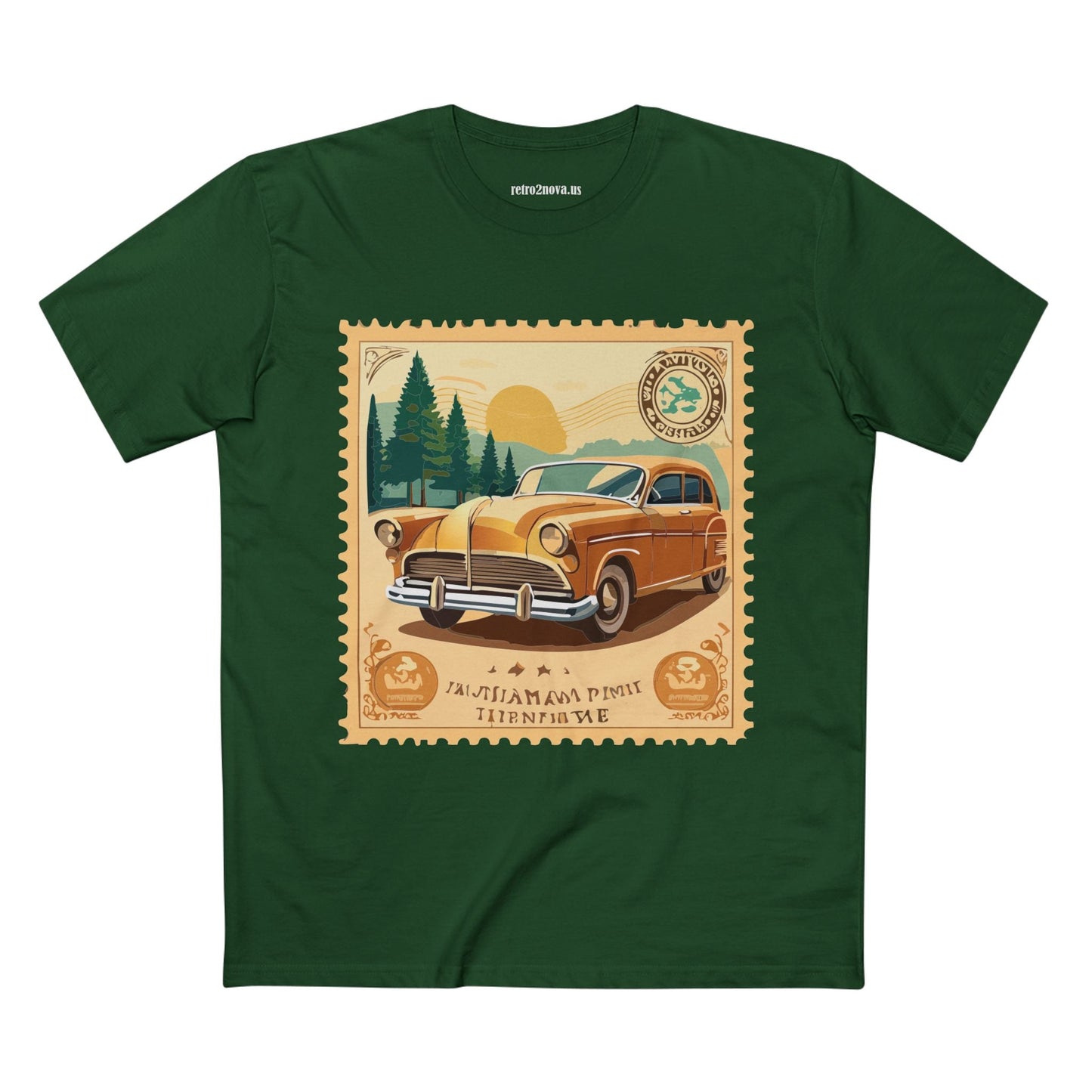 Retro2Nova Postage Stamp Shirt Unisex Premium Cotton Tee With Original Art Design
