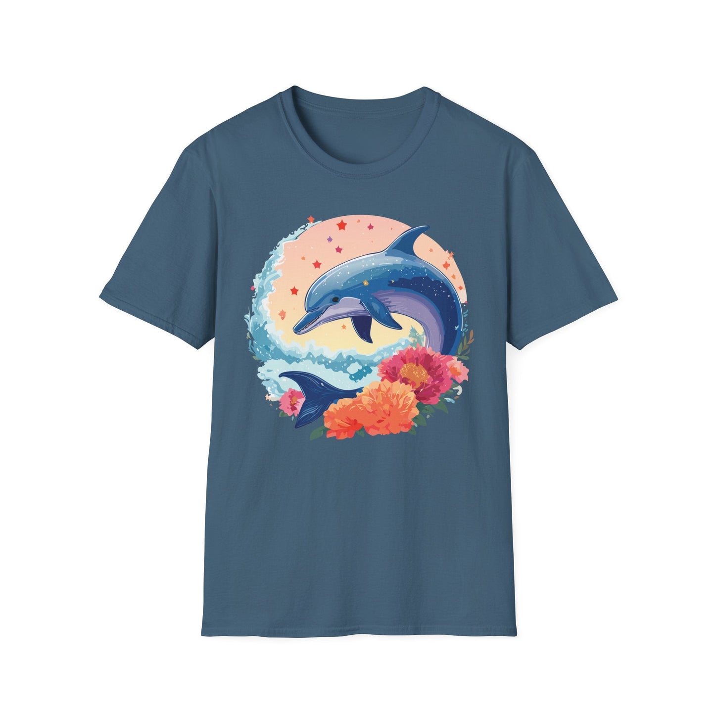 Dolphin Shirts Unisex Tee 100 Percent Ring Spun Cotton Gildan Softstyle 64000 For Everyday Comfort