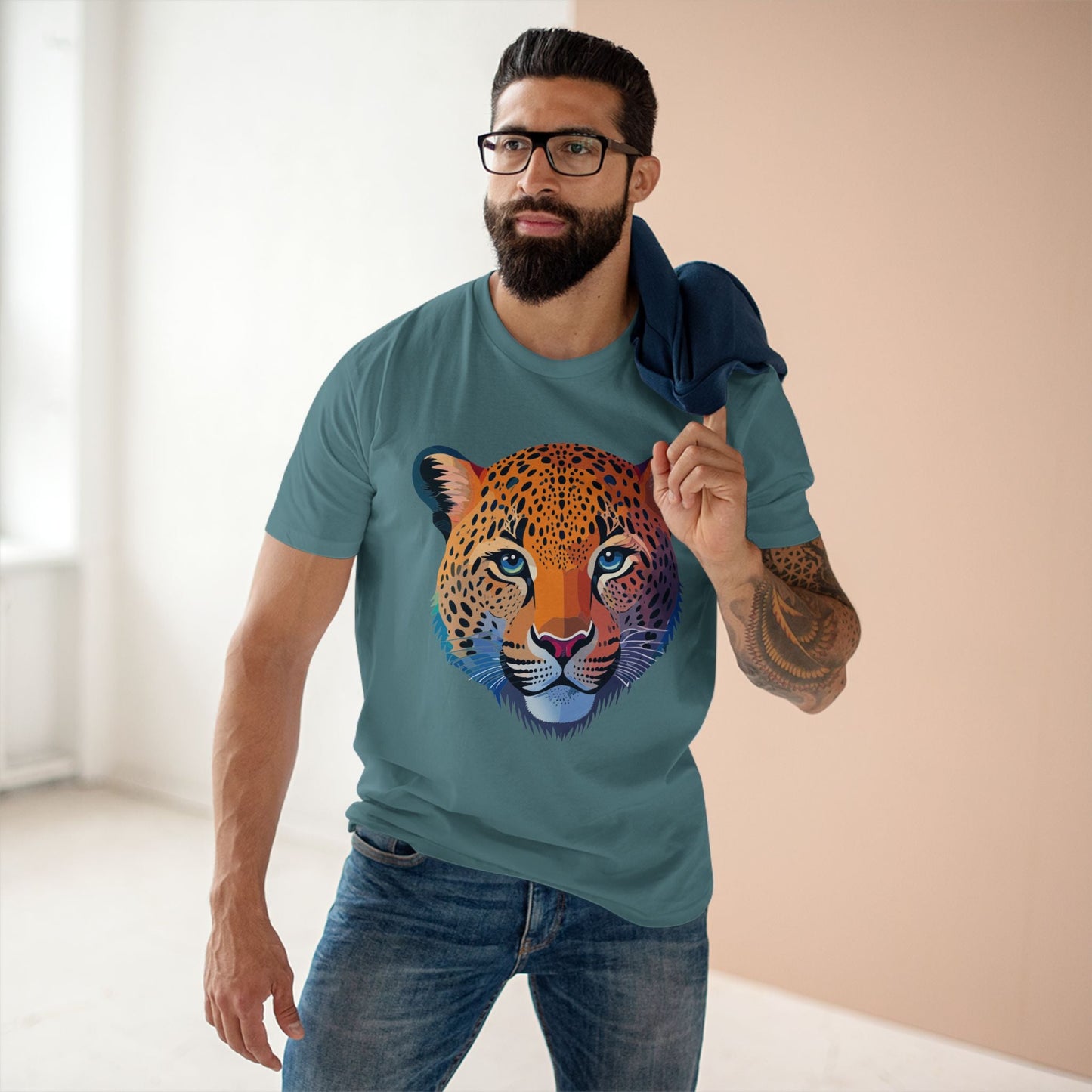 Unisex Cheetah Animal Shirt Premium Cotton Staple Tee With Original Art Design From Retro2Nova Collection