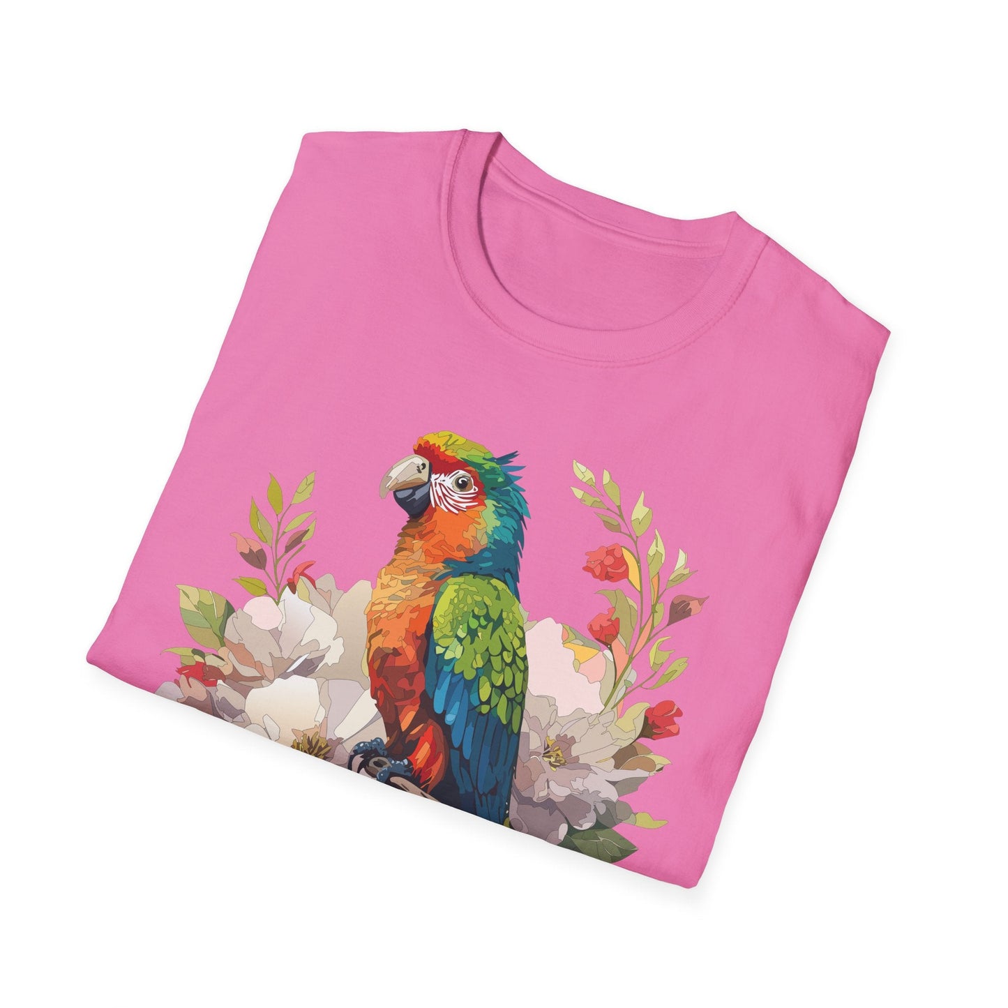 Floral Bird T Shirt Unisex Softstyle Gildan 64000 Graphic Tee With Animal Design