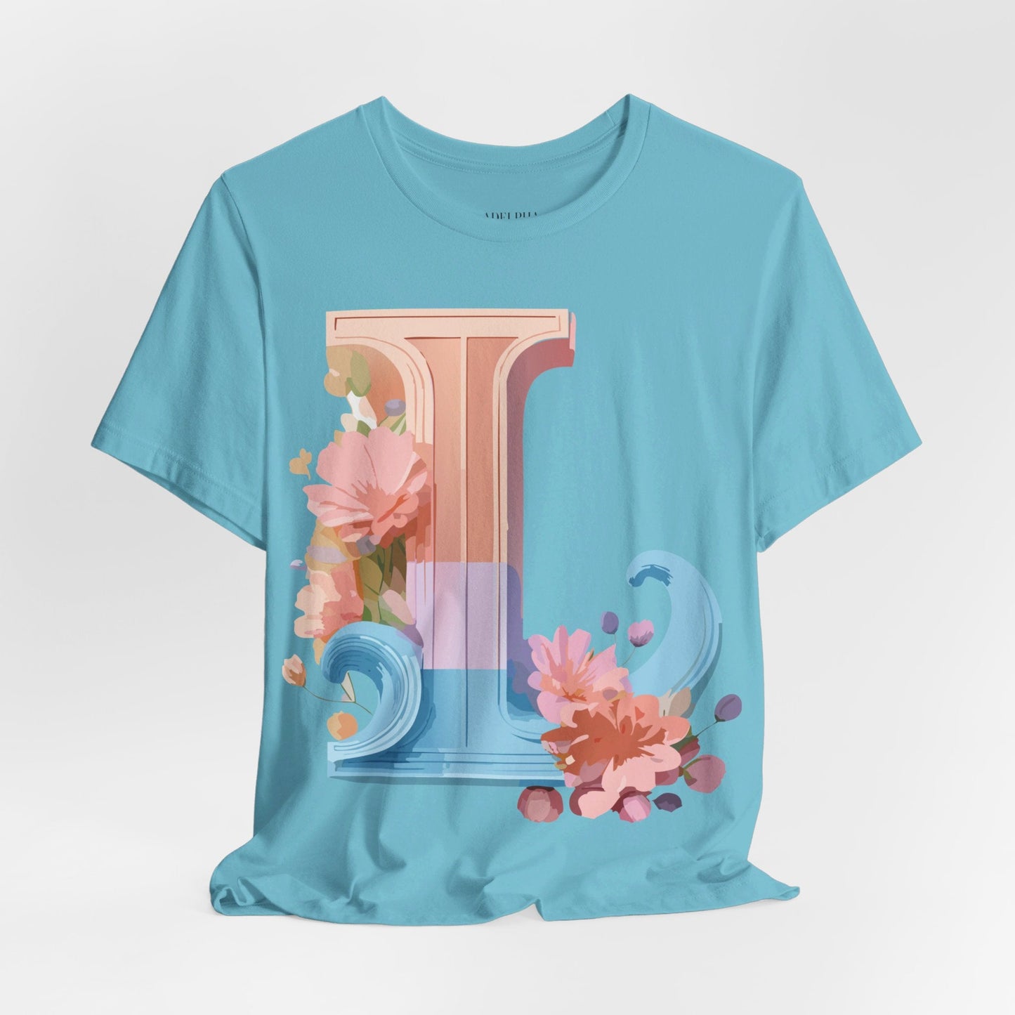 Letter L Shirt Unisex Graphic Tee Vintage Inspired Artwork By Adelpha For Everyday Style