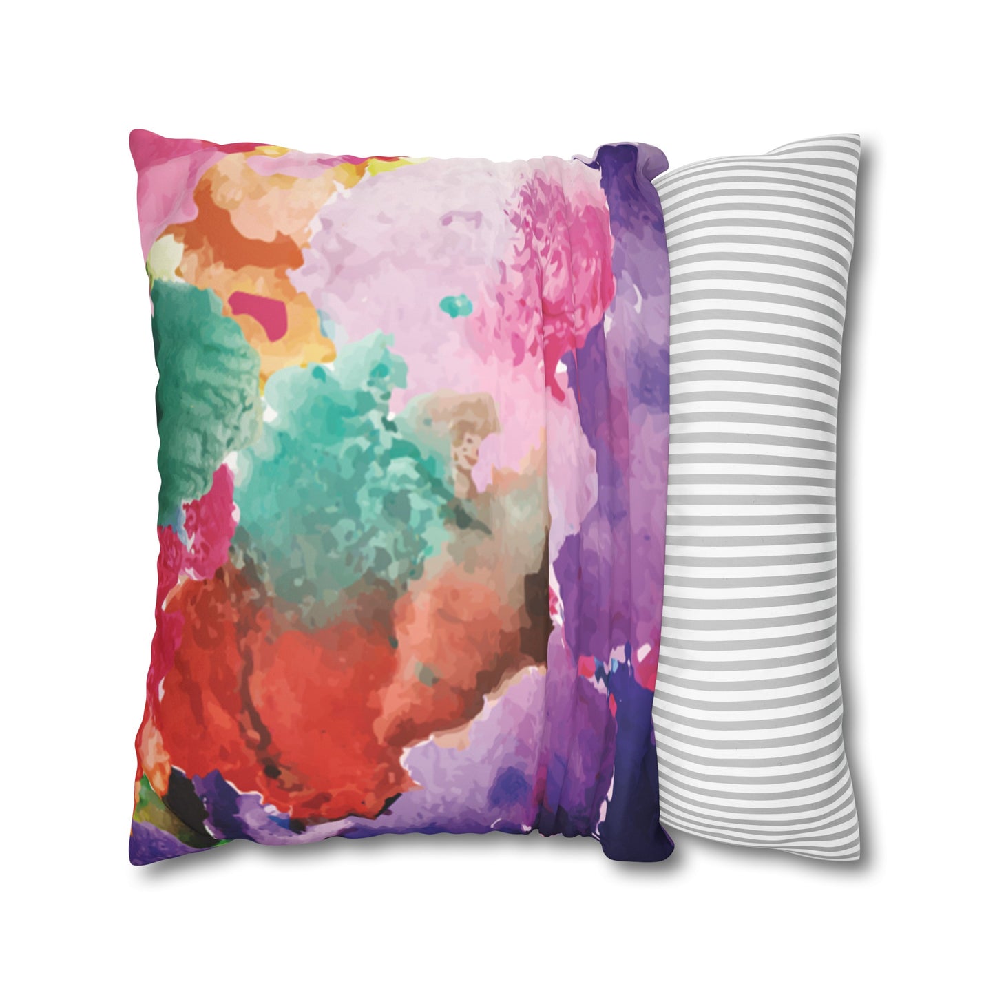 Faux Suede Pillowcase with Abstract print