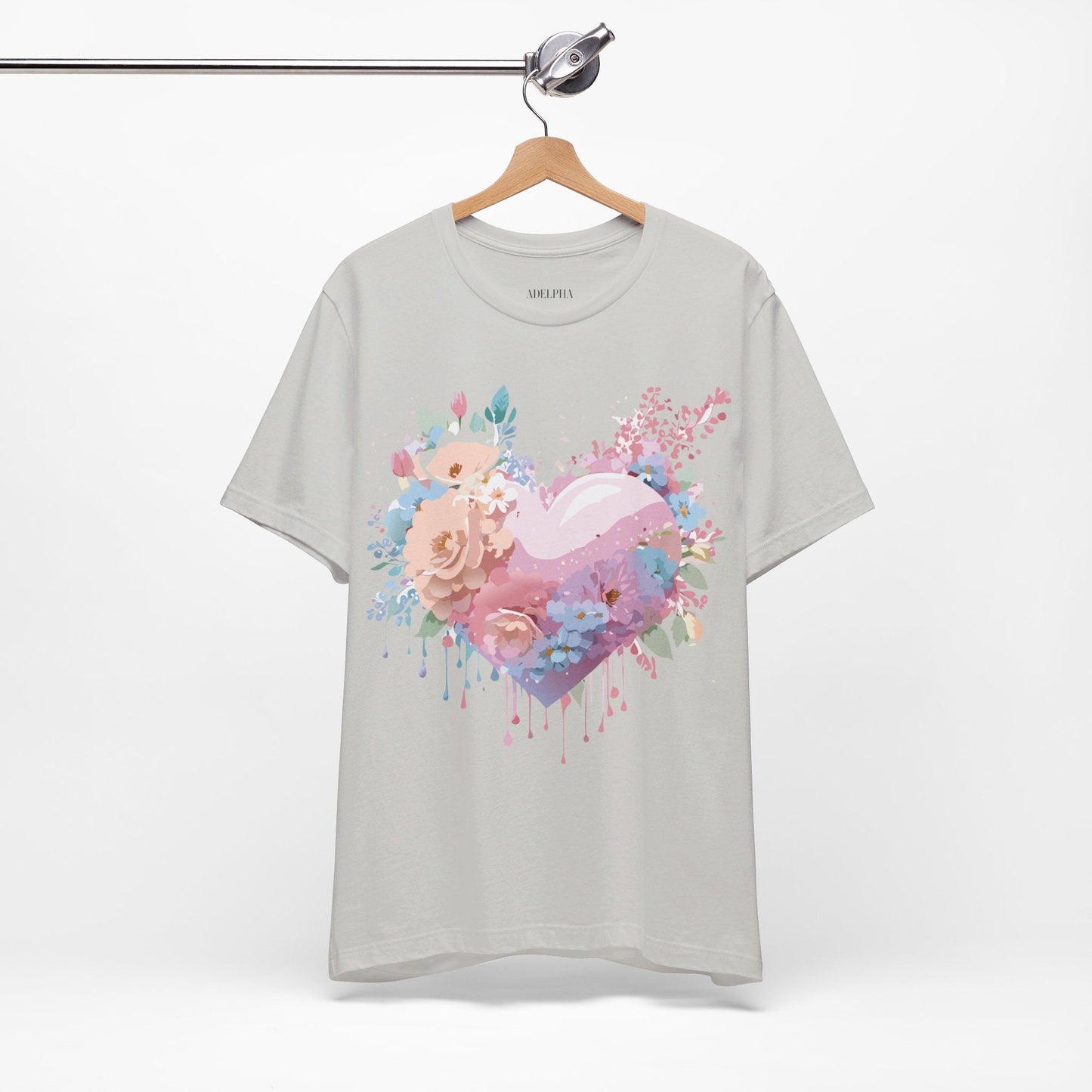Valentine Day Graphic Unisex 100 Cotton Vintage Artwork with Love and Flower Design Tee 29