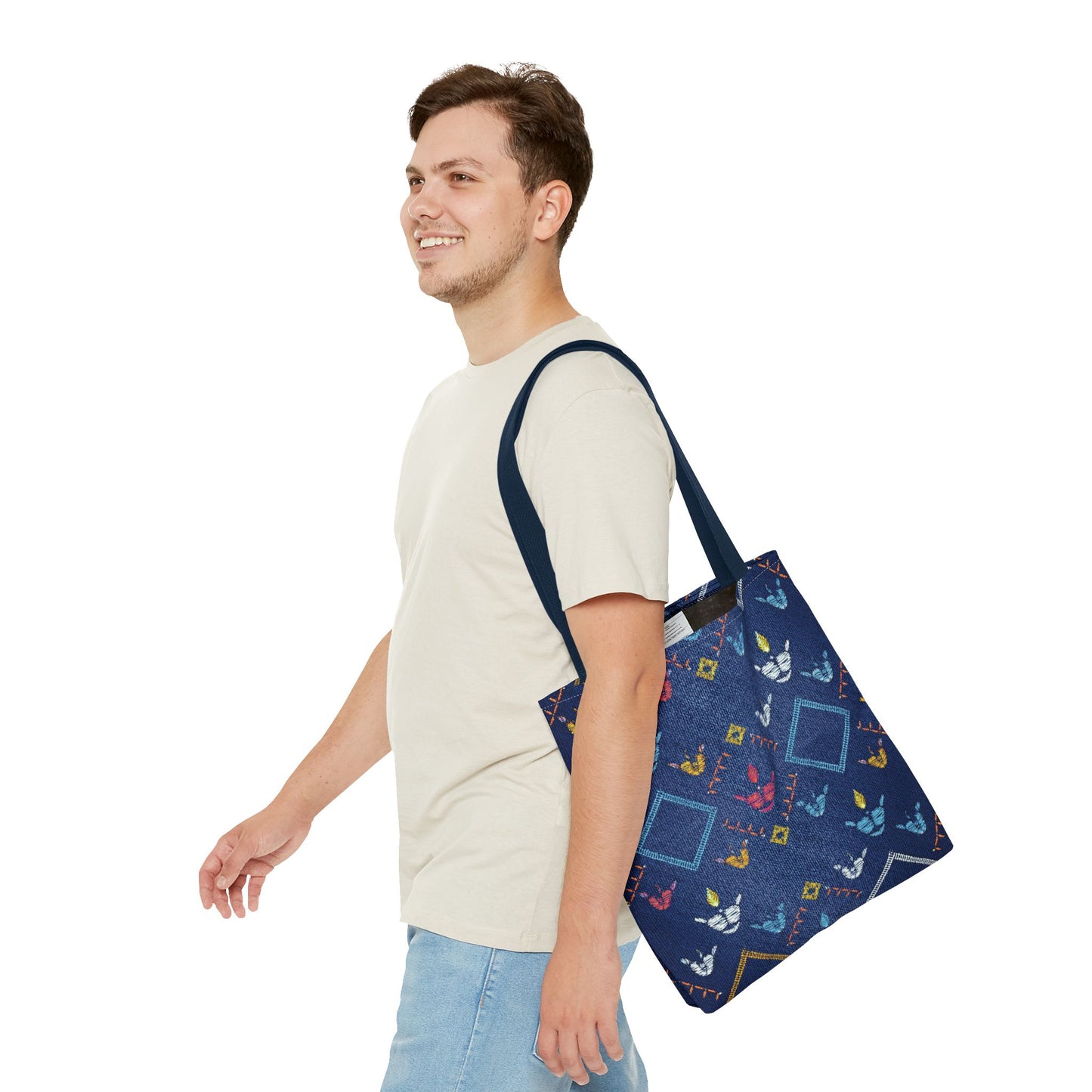 Diwali Graphic Denim Fabric Imitation Print Unisex Canvas Bag Poly Spun 3 Sizes Tote Bag 205-13