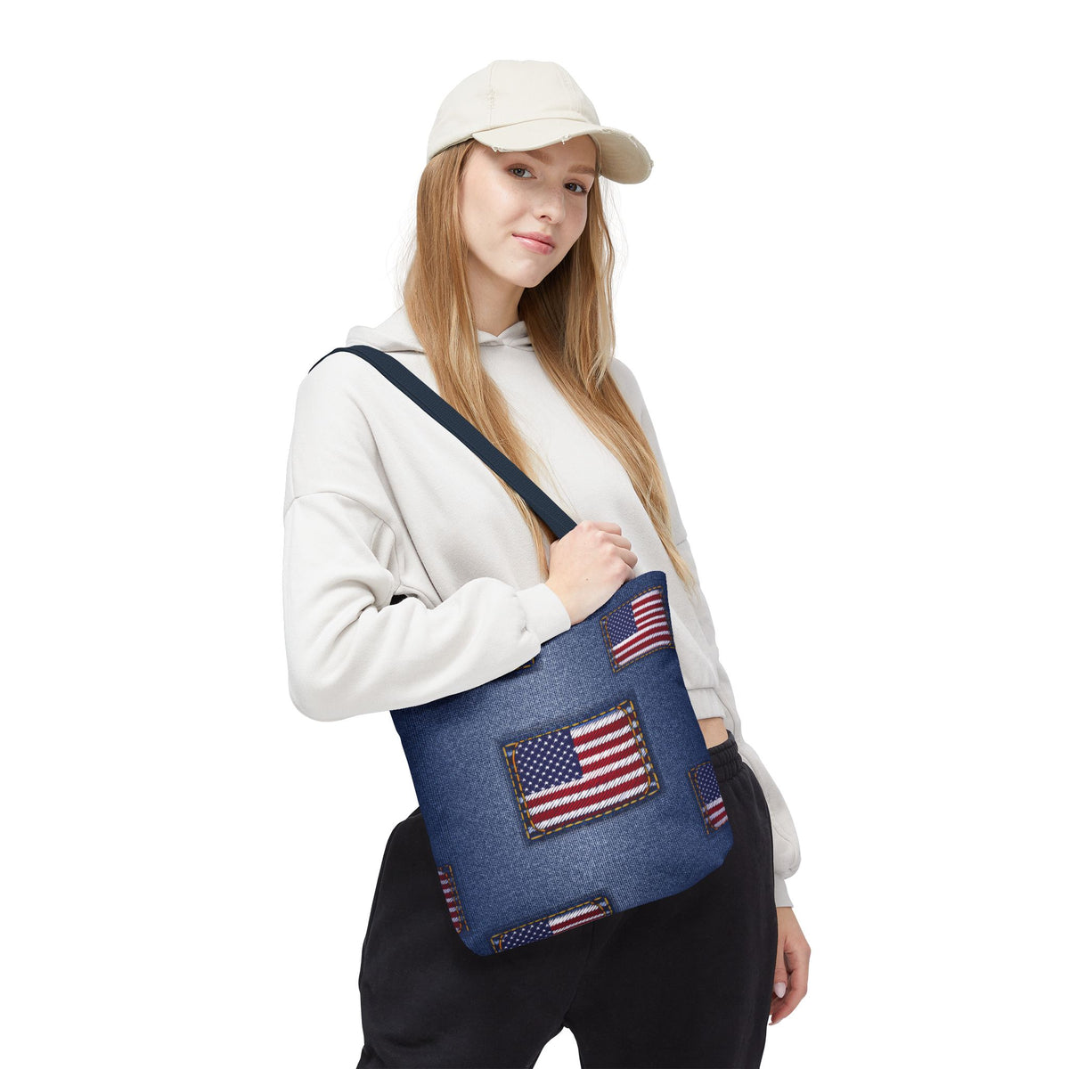 4th of July Graphic Denim Fabric Imitation Print Unisex Canvas Bag Poly Spun 3 Sizes Tote Bag 200-14