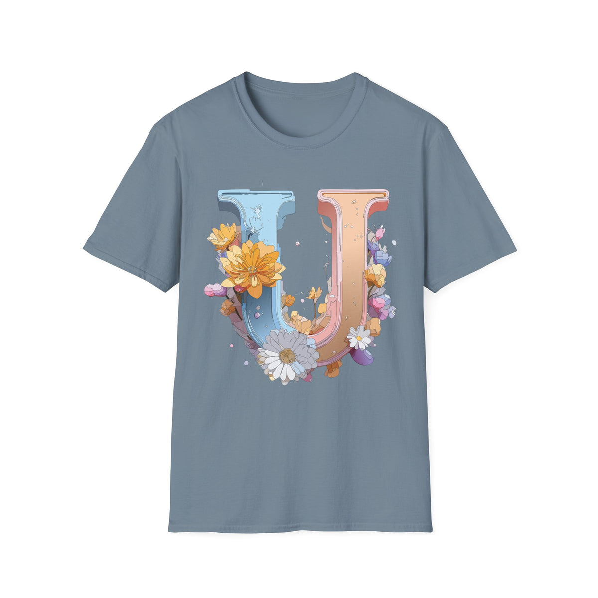 Floral Letter U T-Shirt | Botanical Monogram Tee
