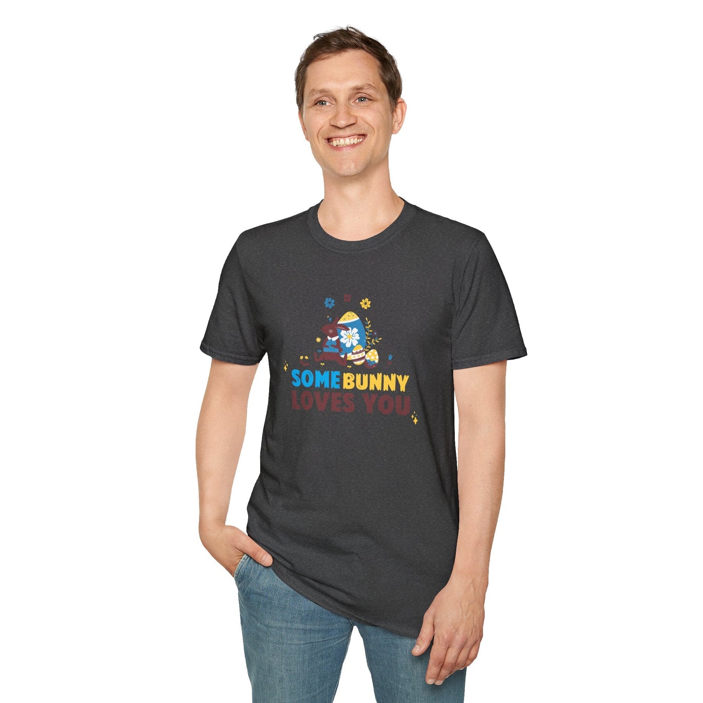 Easter Bunny T Shirt Unisex Gildan Softstyle 64000 Art Design With Easter Prints