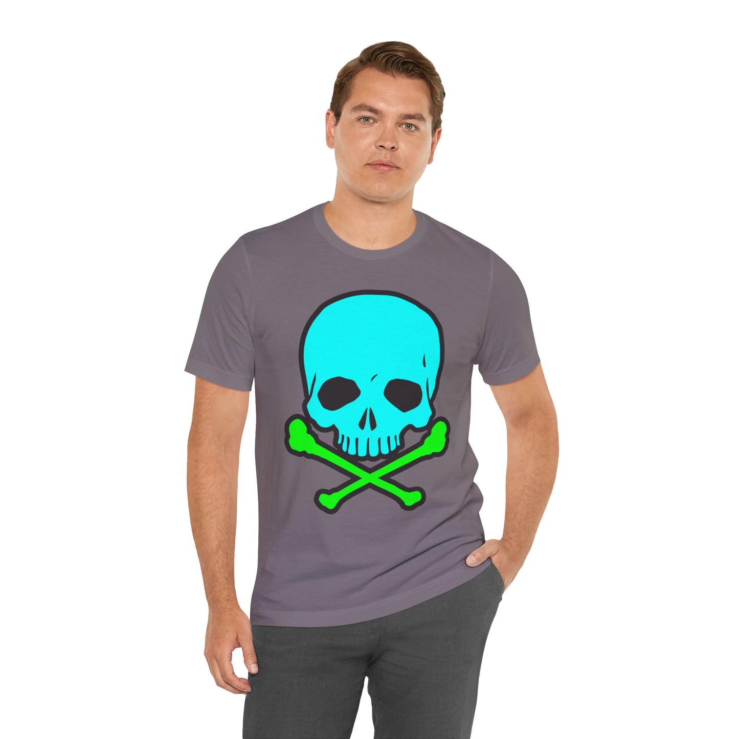 Blue Skull Graphic Design Tee, Skull Shirt, Vintage Tees, Art Design T-Shirt, Vintage Graphic Tee, Art Shirts with Skulls