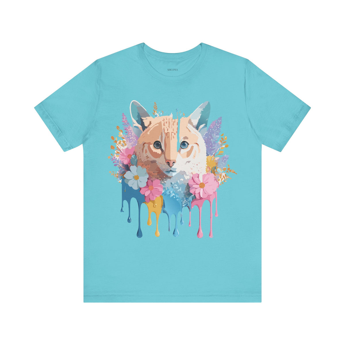 Cat Graphic Unisex Cotton Bella+Canvas Tee with Art Animal Design e204