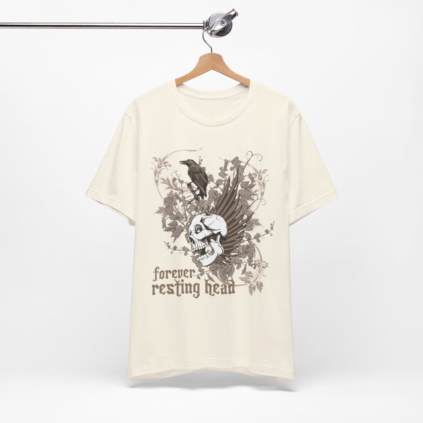 Forever Resting Head Tee, Edgy Graphic Shirt, Music T-Shirt, Gothic Tees, Skull Shirt, Art Design Tee, Skull Graphic Top