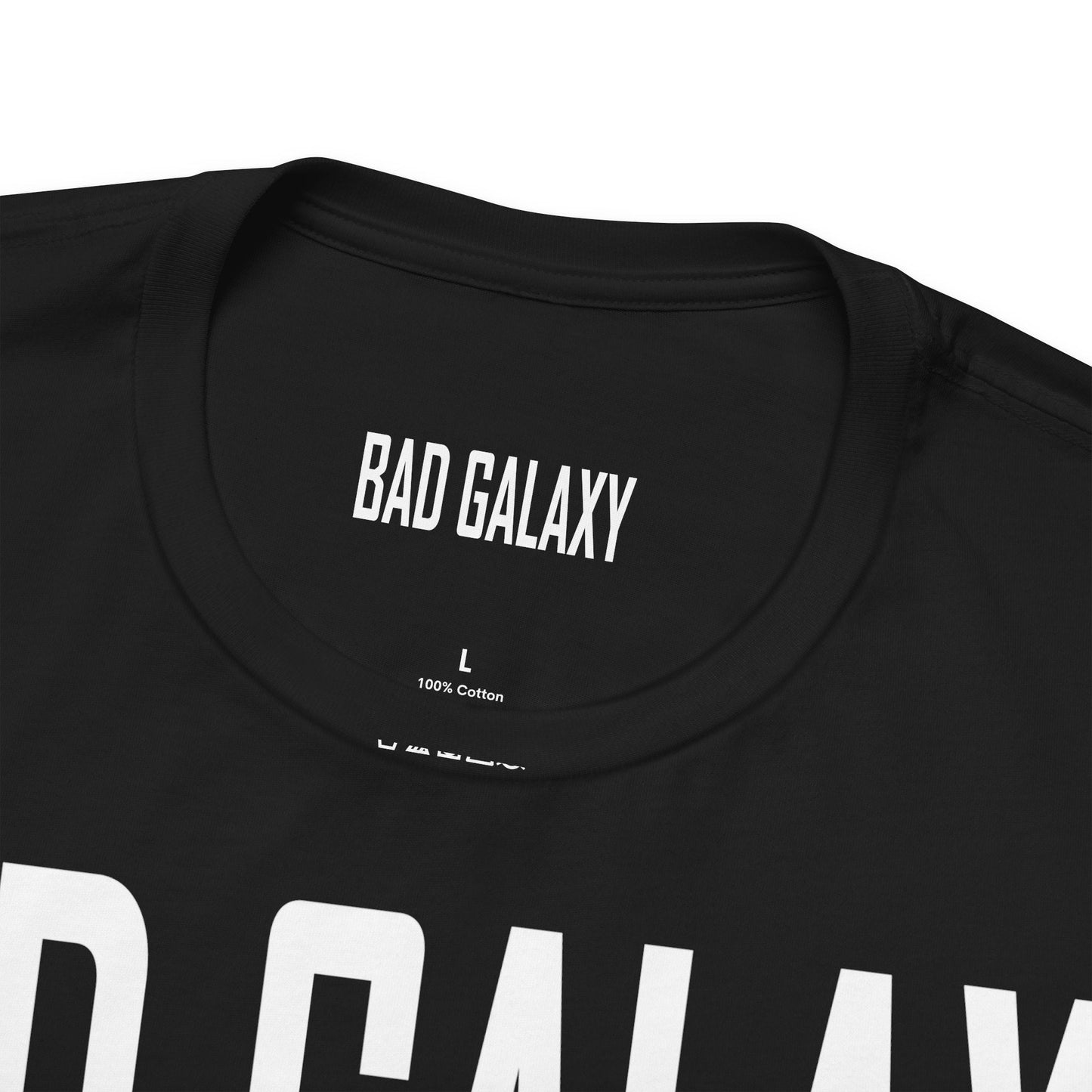 Bad Galaxy Tee Shirt With Red Stamp Made To Order 100 Percent Cotton Eco Friendly Inks USA