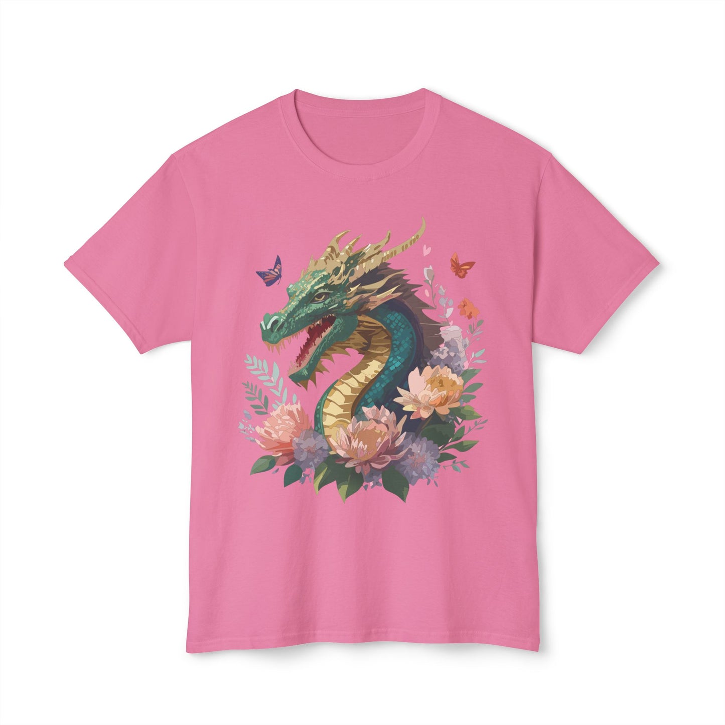 Dragon T-Shirt, Vintage Dragon Tee, Floral Tees, Dragon Art Design Shirt, Tee Shirt with Dragon 3