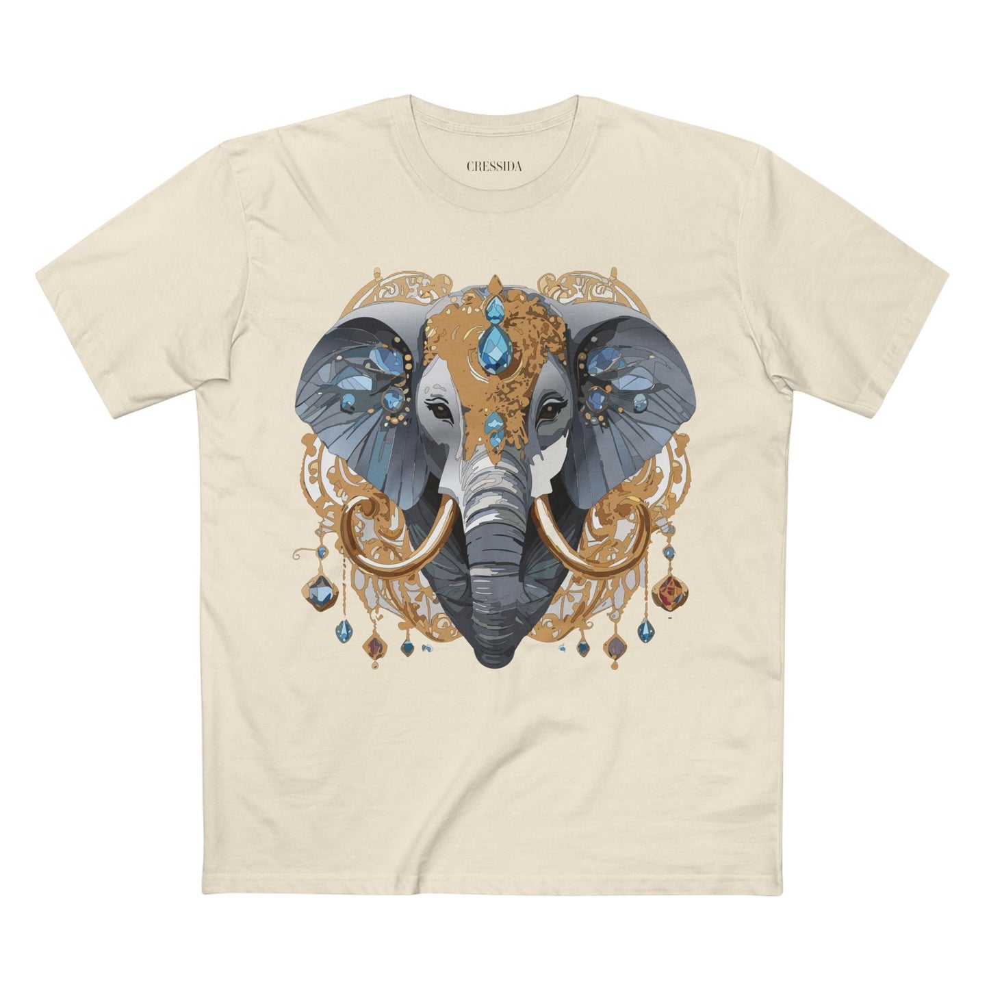 Elephant Graphic Unisex 100 Cotton Tee With Unique Animal Golden Medallion Art Design 39