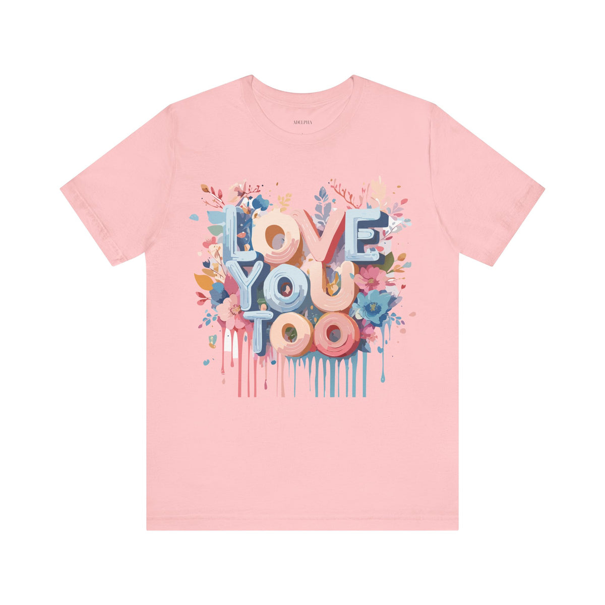 Valentine's Day Graphic Unisex Cotton Bella+Canvas Tee with Floral Art Design d97