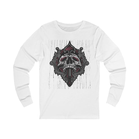 Creepy8 Unisex Skull Long Sleeve Tee, Skull Jersey Shirt, Skeleton T-Shirts with Long Sleeves, Skeleton Art Design Tees