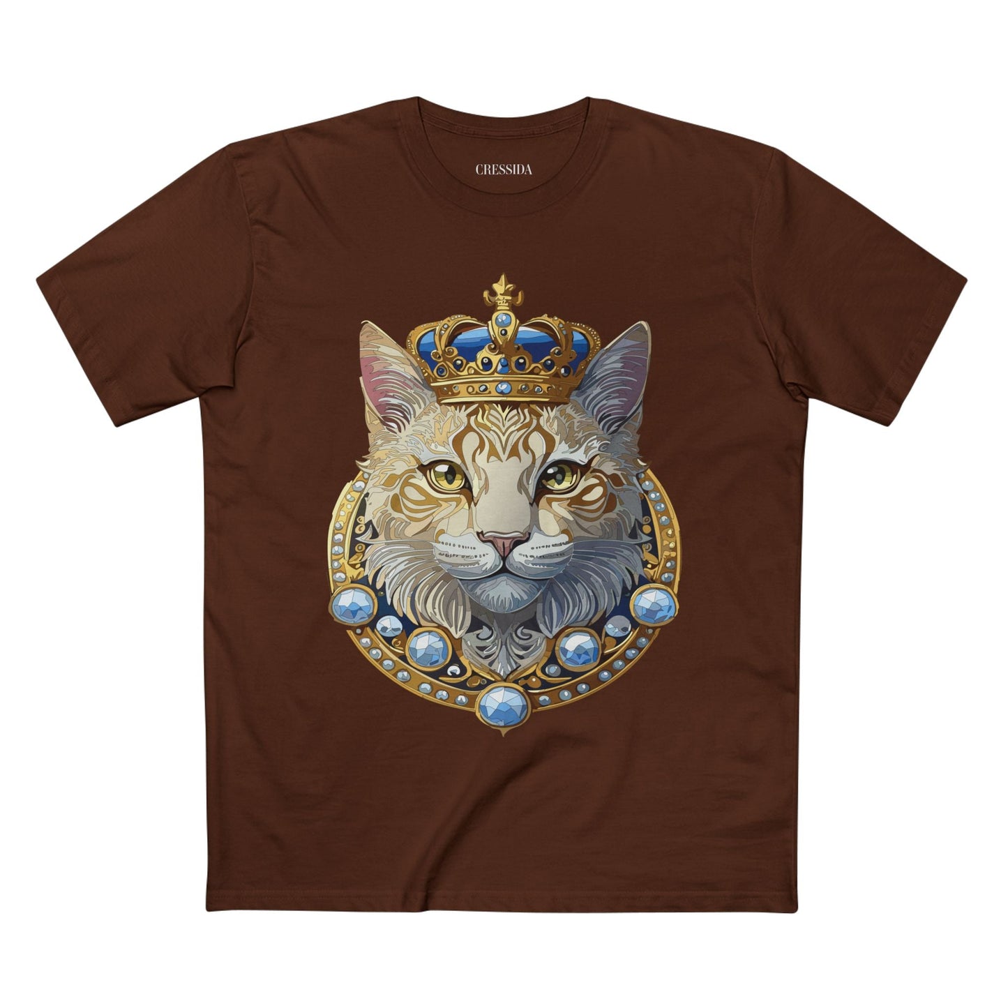 Cat Graphic Unisex 100 Cotton Tee With Unique Animal Golden Medallion Art Design 14