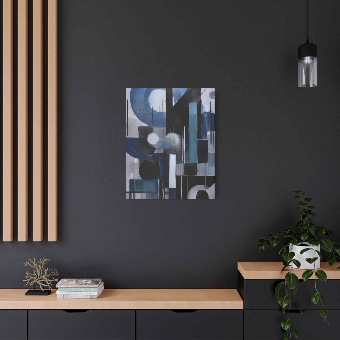 Blue Abstract Painting Print Canvas 20x24,20x30,24x30, 24x32,24x36,30x40, 32x48,36x48,40x60 Pine-Wood Inner Frame ABS-28