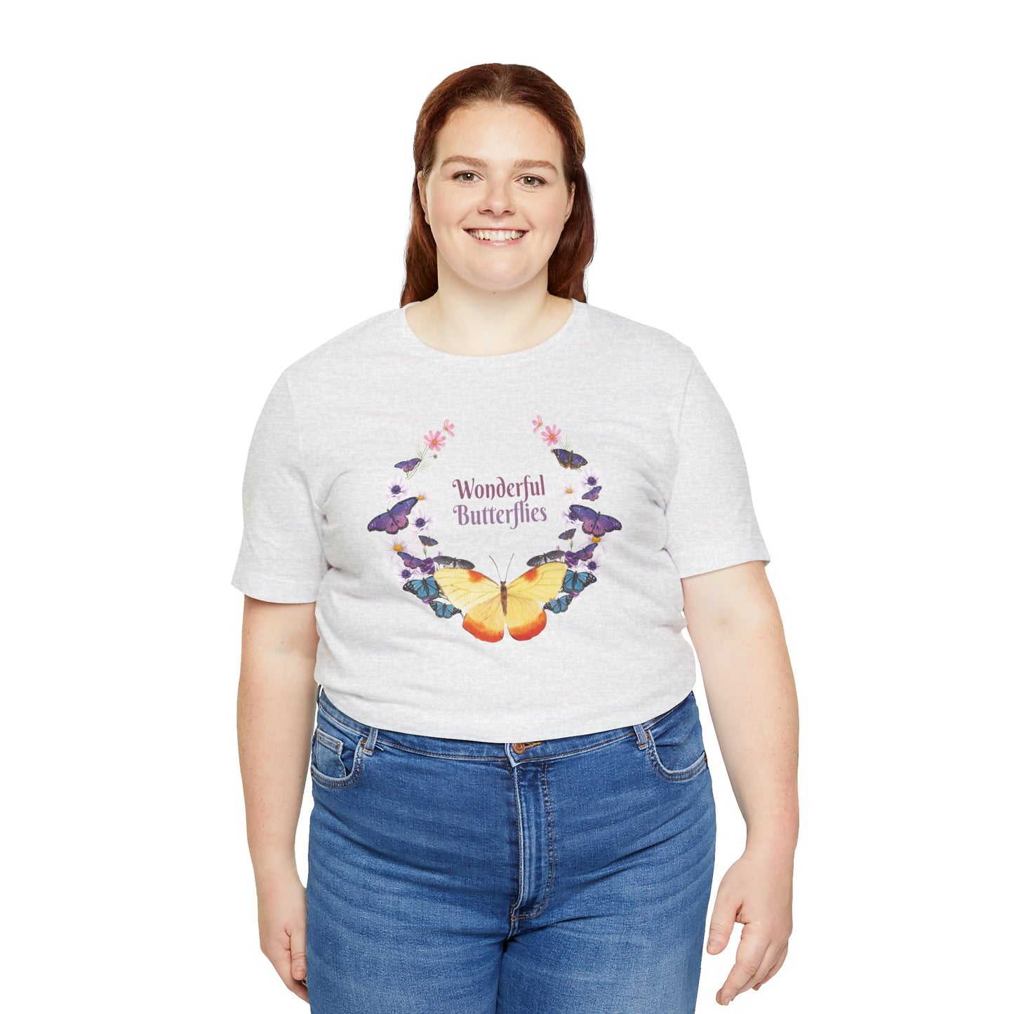 Cotton Tee Shirt with Butterfly Prints