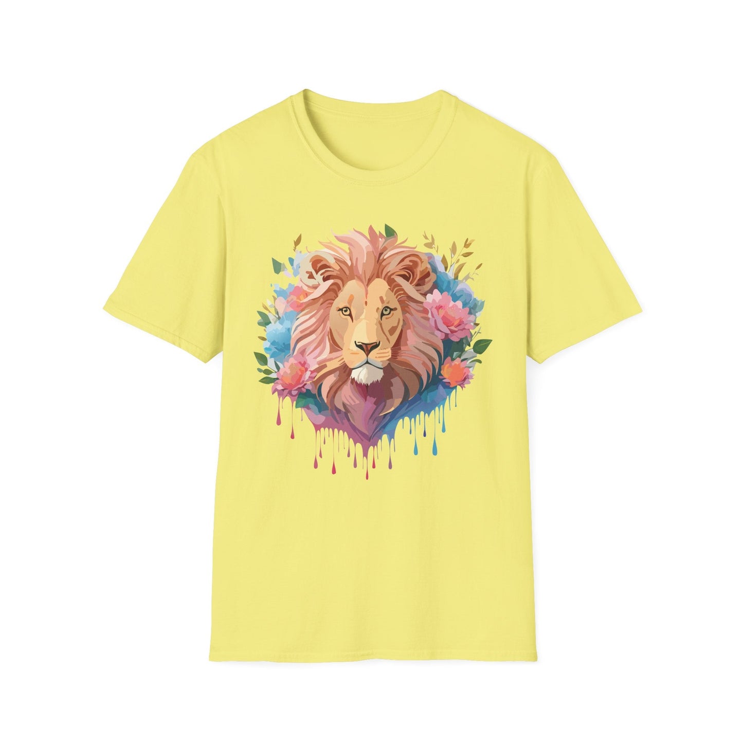 Lion Shirt Unisex Floral Lion Tee 100 Percent Cotton Softstyle Gildan 64000