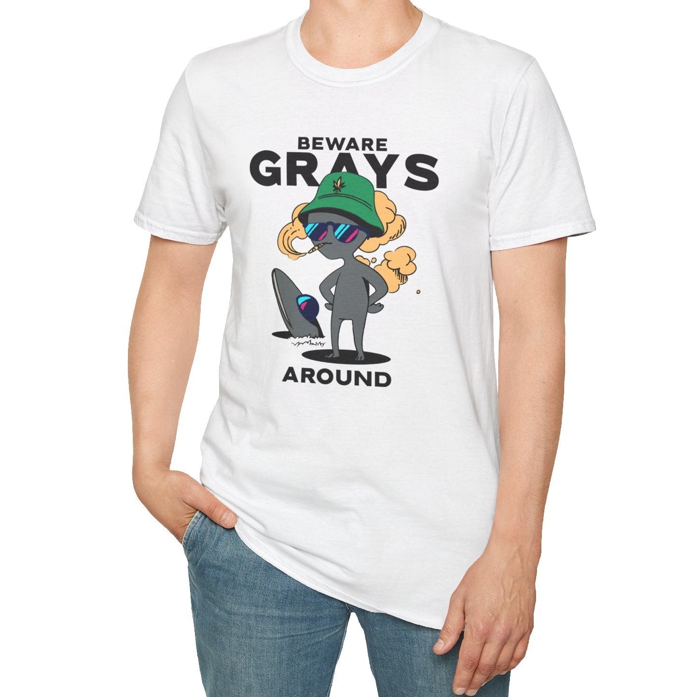 Funny Aliens UFO Graphic Unisex Cotton T-Shirt  18