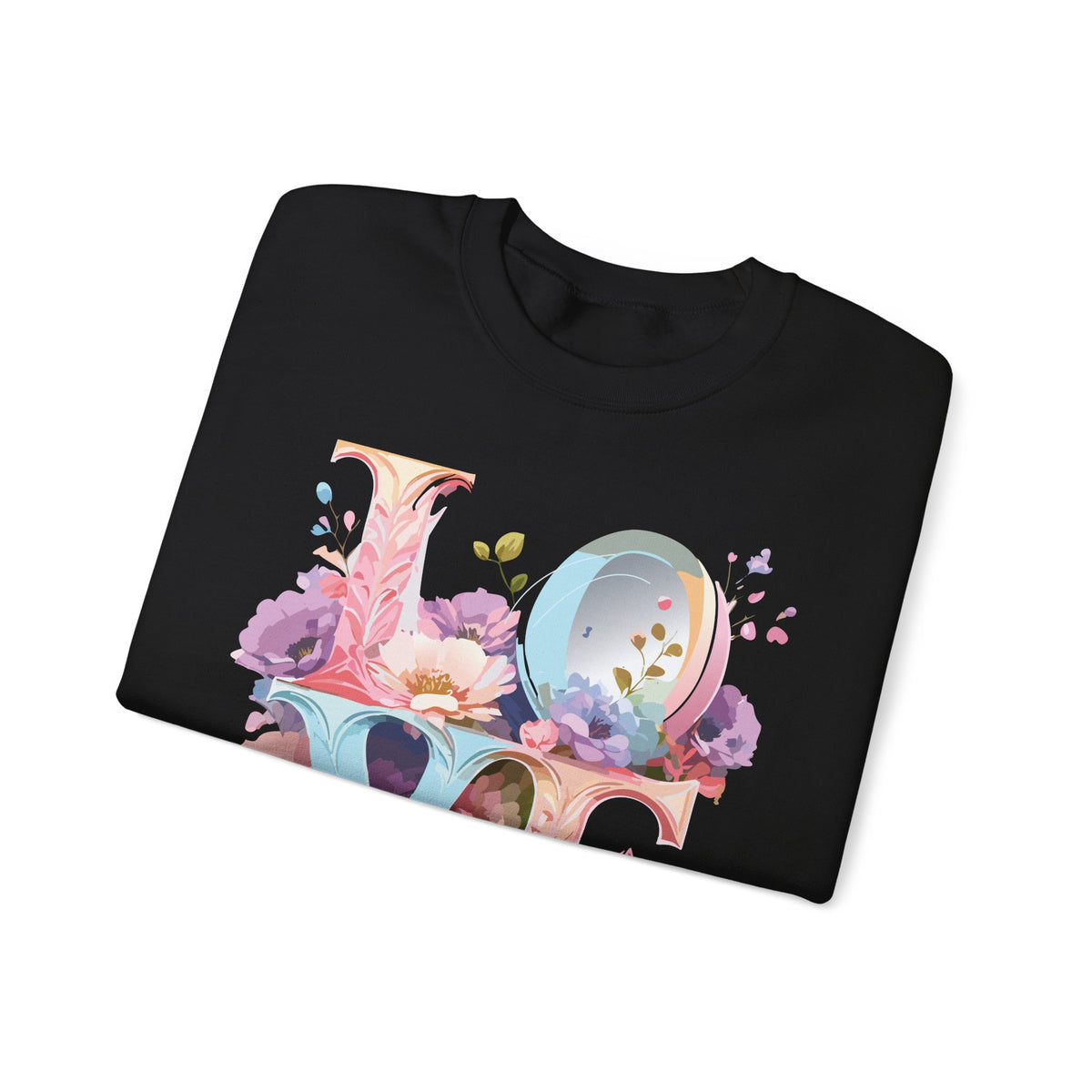 Floral Love Graphic Valentine's Day Sweatshirt Unisex 50/50 Cotton-Poly Sweatshirt w47