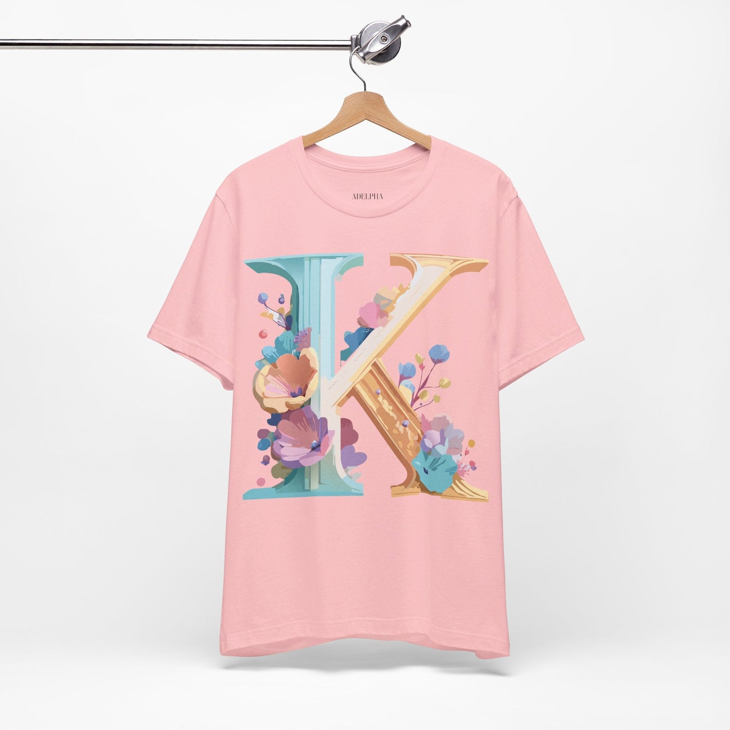Letter K Graphic Tee Unisex Shirt By Adelpha Vintage Art Design Short Sleeve Collection