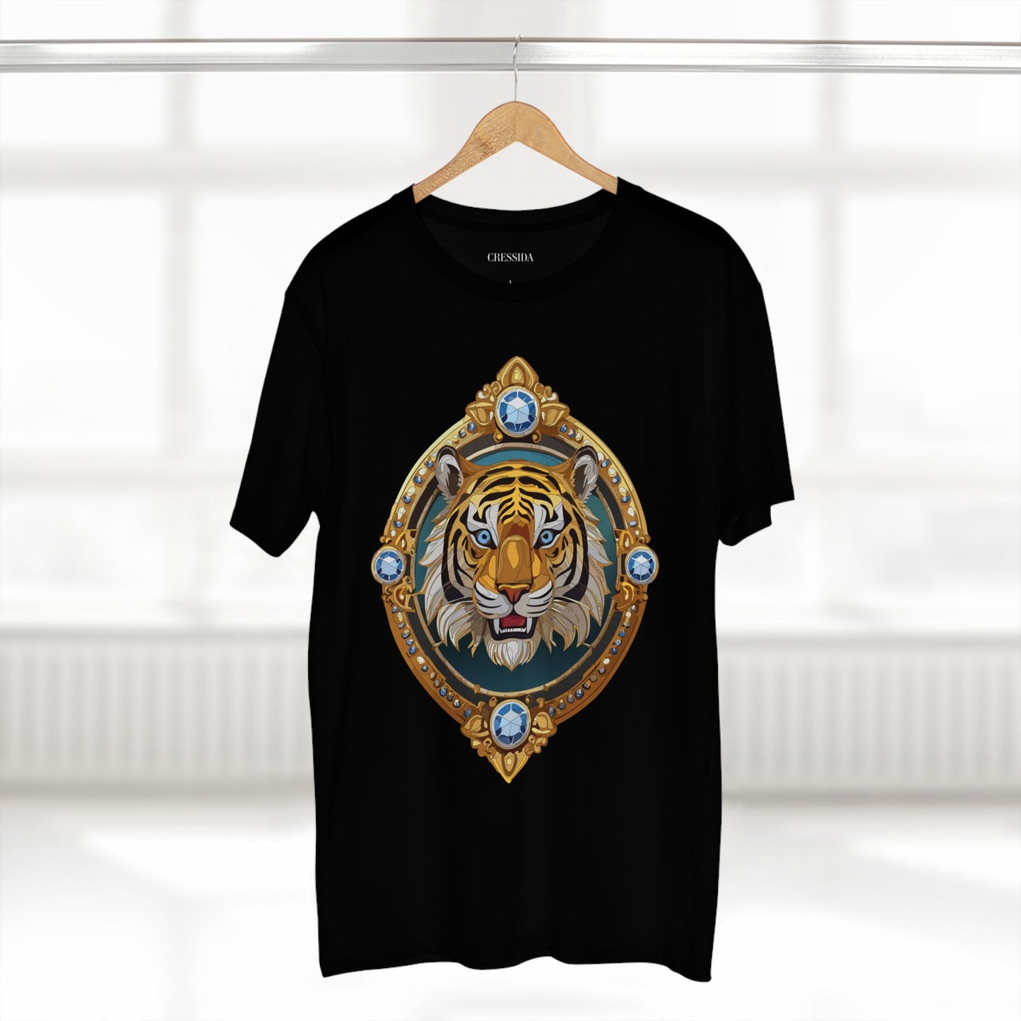 Tiger Graphic Unisex 100 Cotton Tee With Unique Animal Golden Medallion Art Design 6