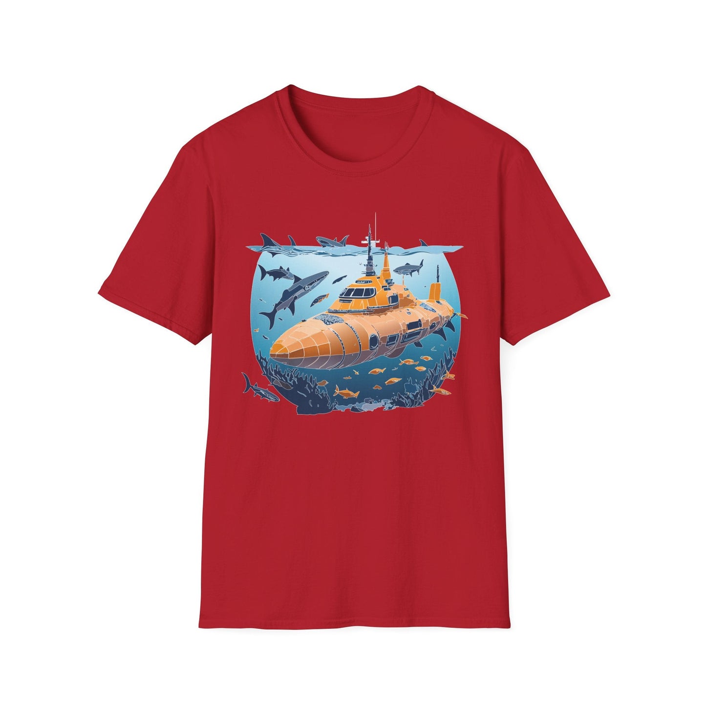 Ocean Graphic Tee Shirt Unisex Softstyle 64000 Gildan Lightweight Breathable Ocean Design U Boat