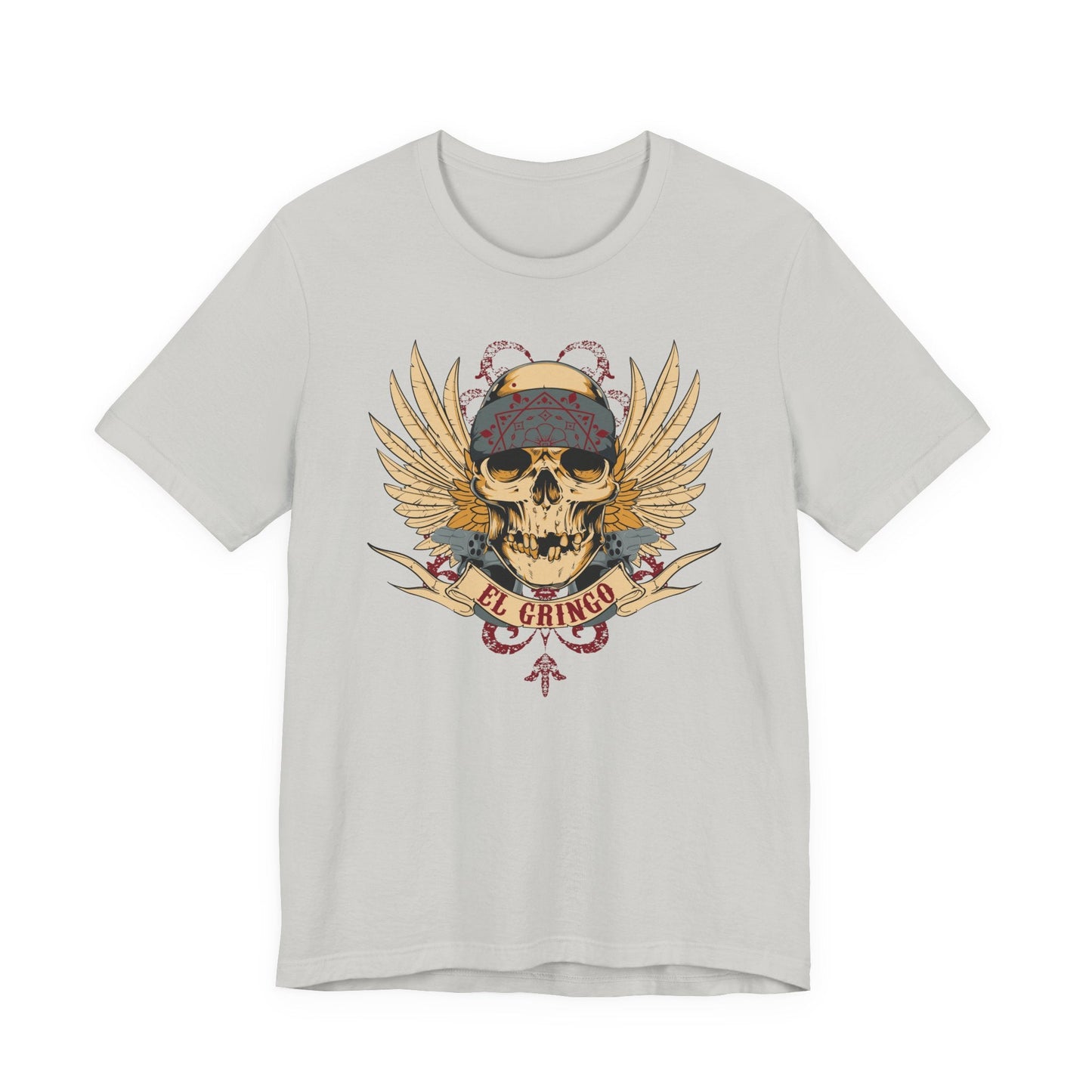 El Gringo Skull with Wings T-Shirt Vintage Tattoo Style Art-53