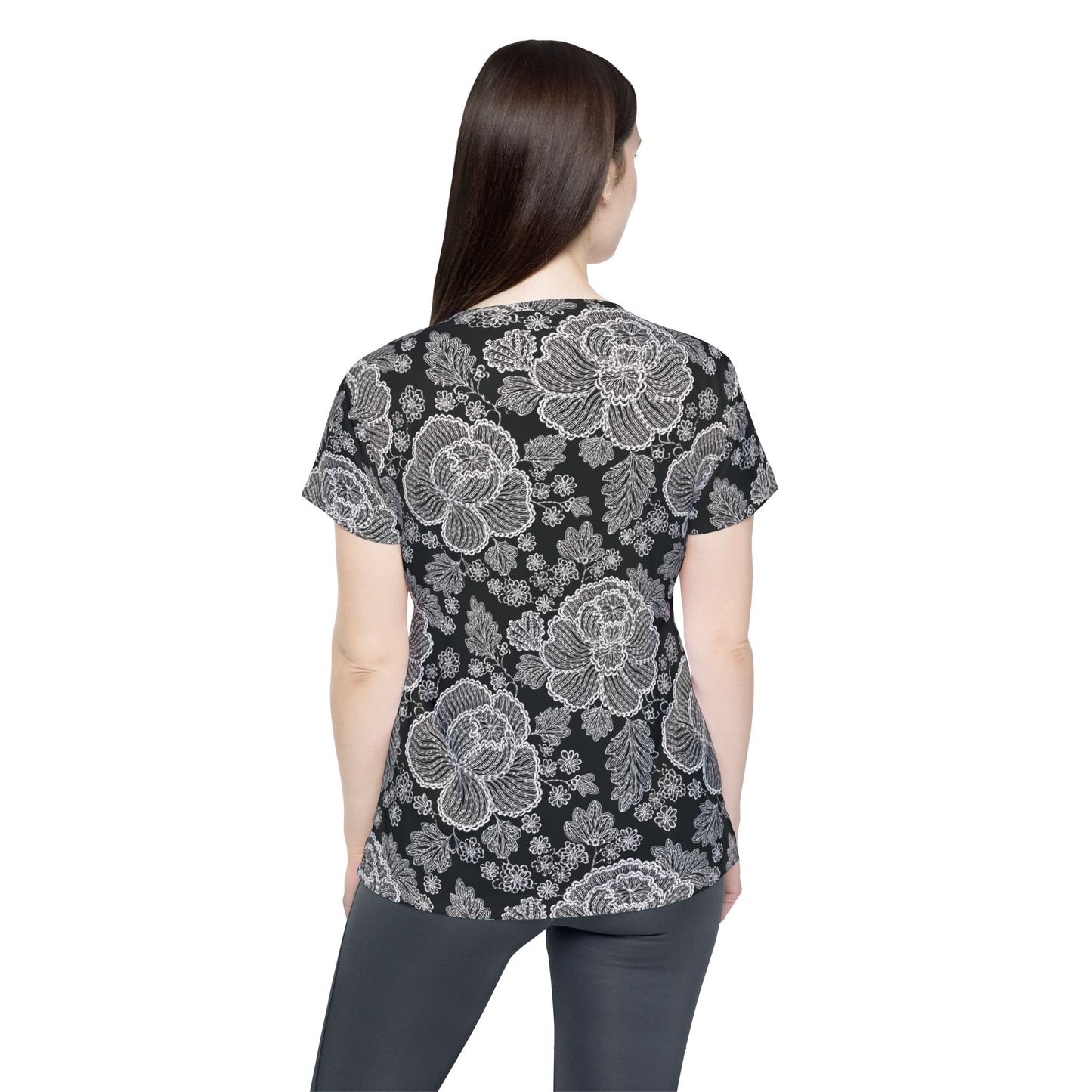 Lace Print Poly Shirt, Poly Shirt with Lace Print, Lace Shirt 33