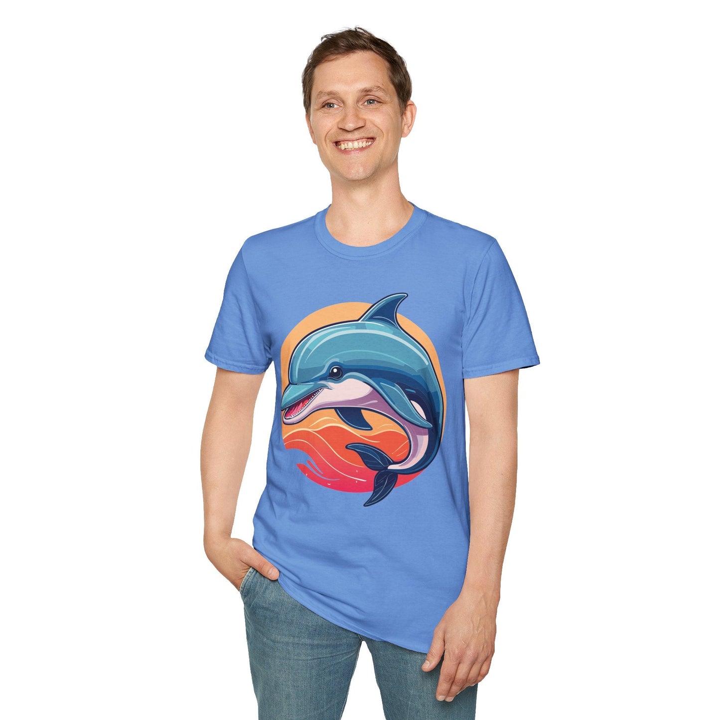 Unisex Dolphin Shirt Gildan Softstyle 64000 Tee 100 Percent Ring Spun Cotton Breathable Comfort