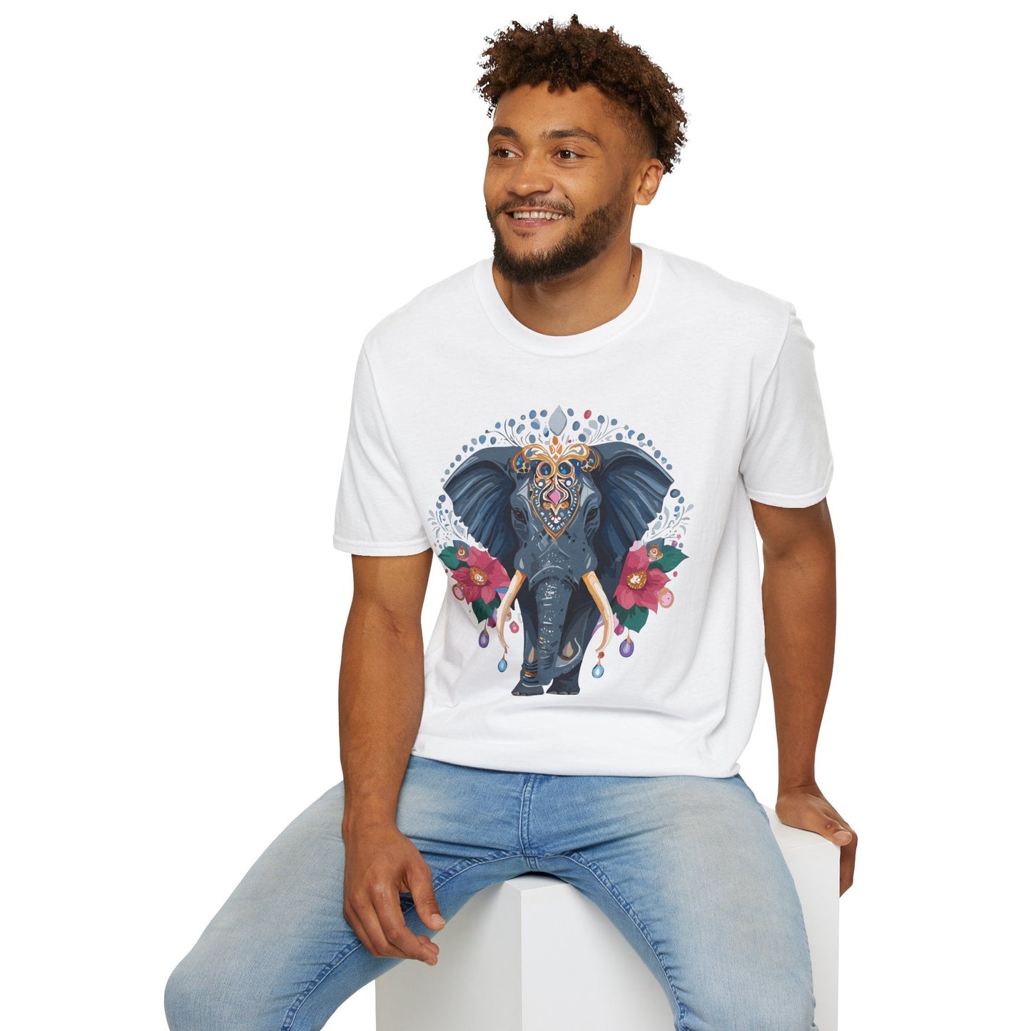 Elephant Graphic T Shirt Unisex Cotton Tee Softstyle Gildan 64000 Elephant Design
