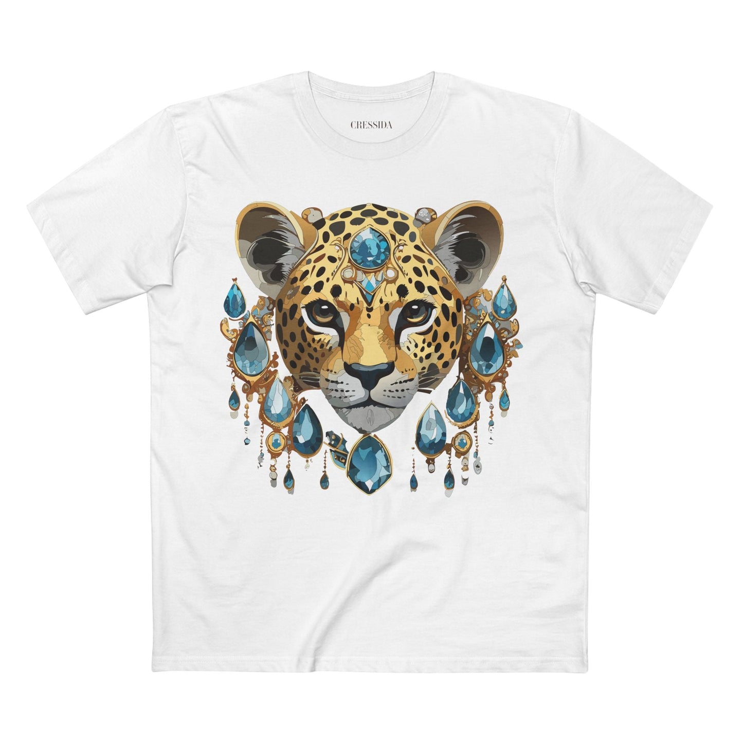Cheetah Graphic Unisex 100 Cotton Tee With Unique Animal Golden Medallion Art Design 48
