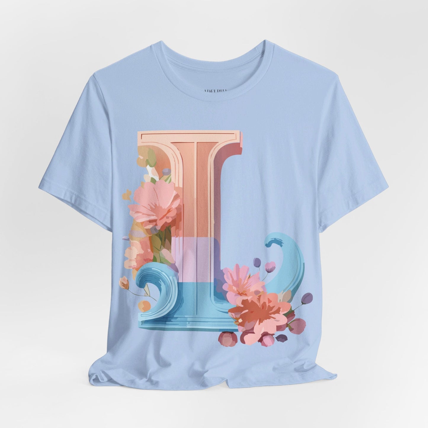 Letter L Shirt Unisex Graphic Tee Vintage Inspired Artwork By Adelpha For Everyday Style